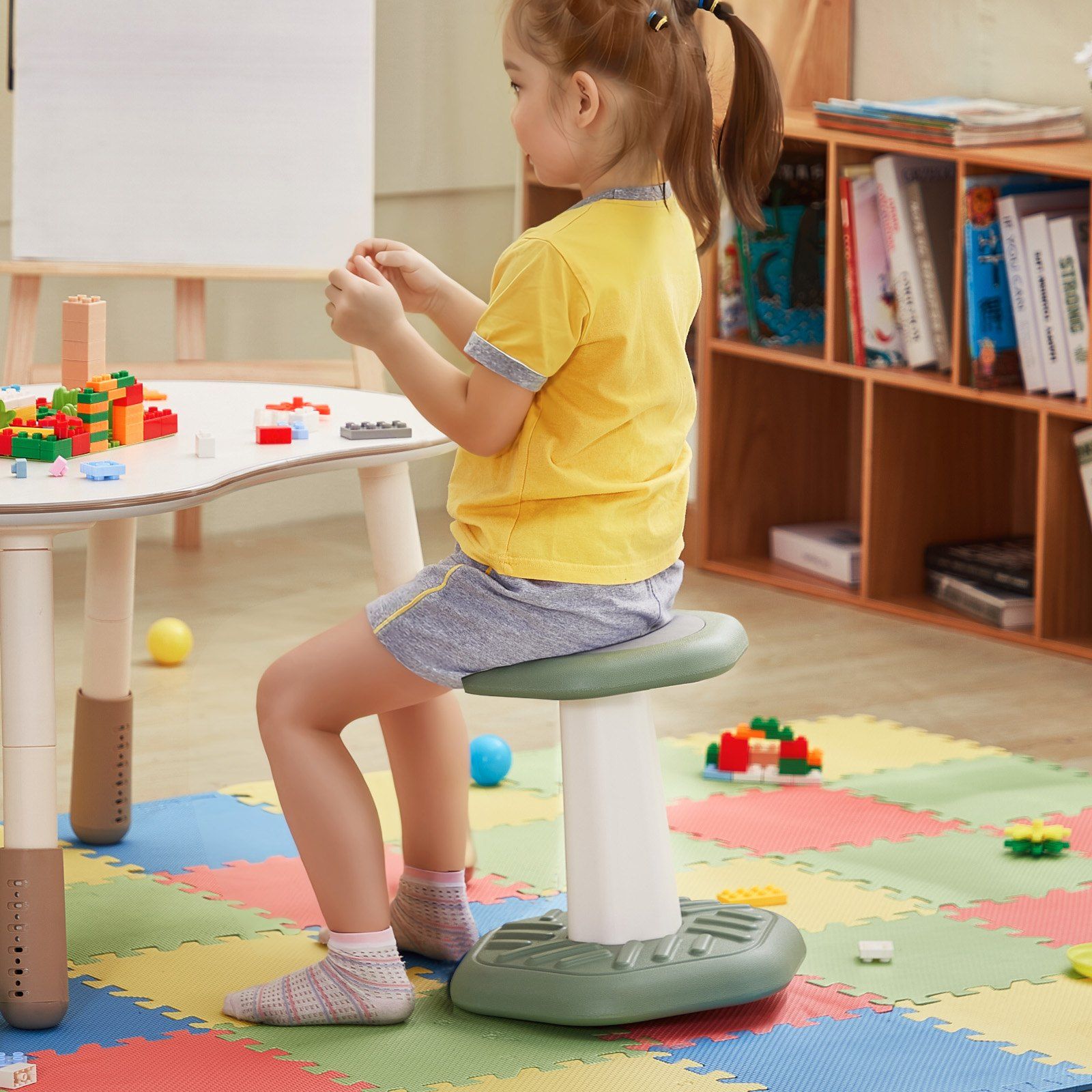 Kids Wobble Chair Active Chair  with Sponge Cushion, Wobble Stool Improves Focus, Posture and Calm Children, Ideal for Schools and Preschools, Age 3-7, Green - Image 8