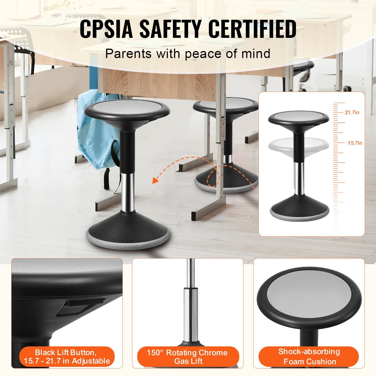 Wobble Chair, Height-Adjustable (15.7-21.7