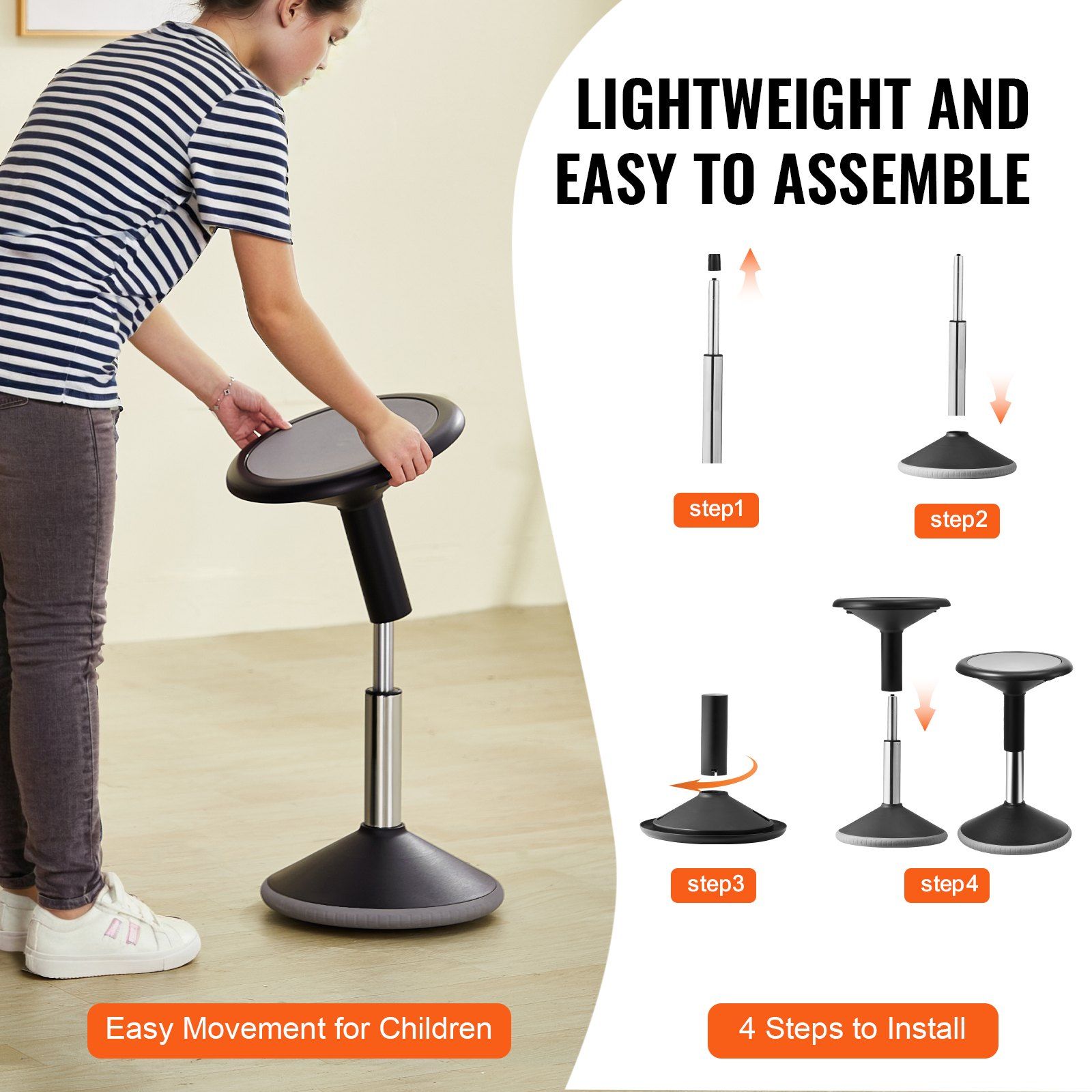 Wobble Chair, Height-Adjustable (15.7-21.7