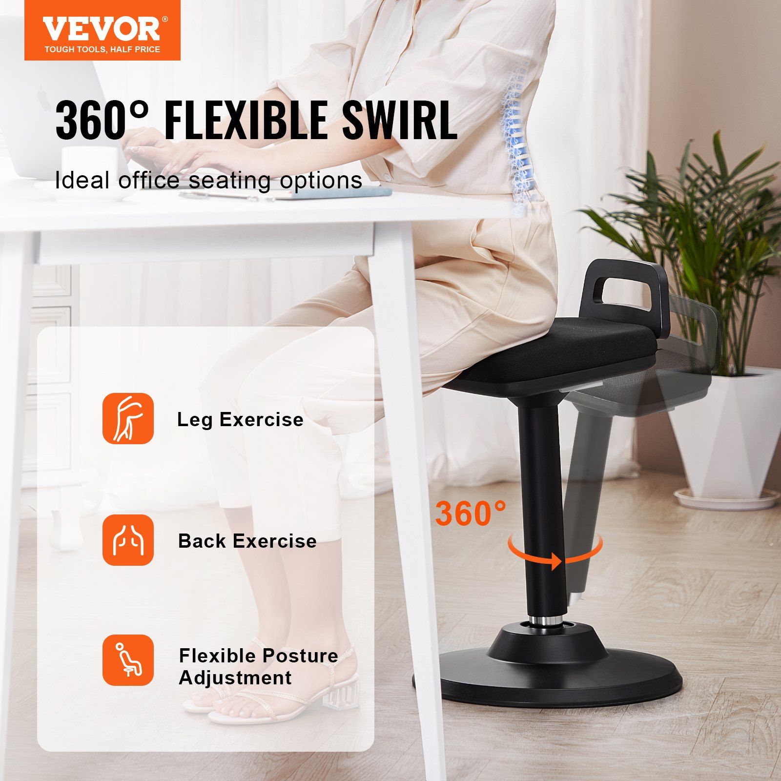 Active Chair with Handle, Height-Adjustable (24.6-34.4