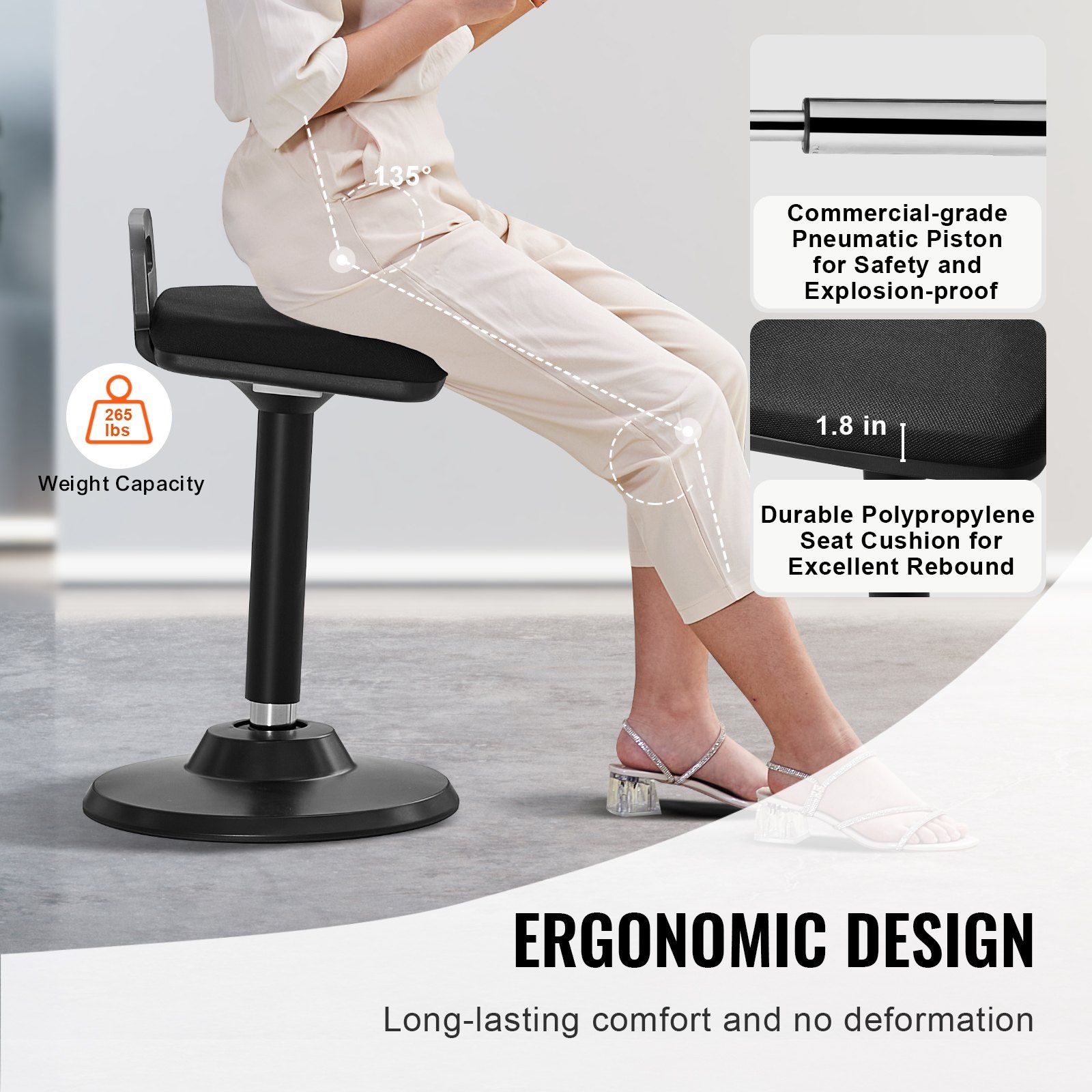 Active Chair with Handle, Height-Adjustable (24.6-34.4