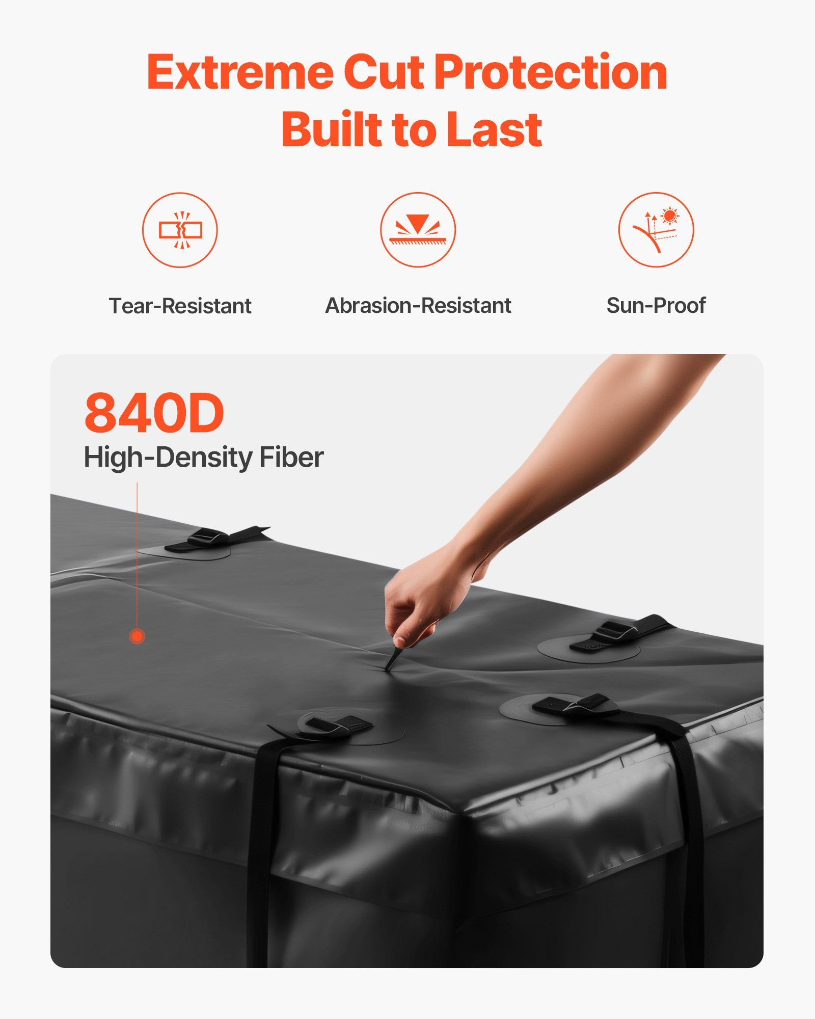 Hitch Cargo Carrier Bag, Waterproof 840D PVC, 152 x 61 x 62 cm (20 Cubic Feet), Heavy Duty Cargo Bag for Truck Bed Storage with 6 Reinforced Straps, Suitable for Car SUV Vans Hitch Basket - Image 5