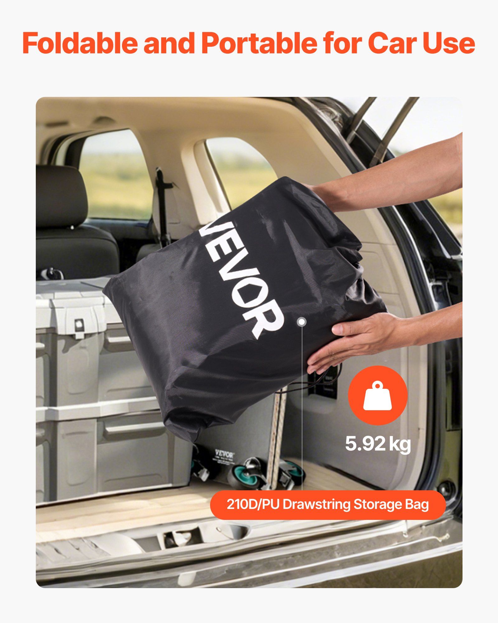 Truck Bed Cargo Bag, Waterproof 840D PVC, 130 x 102 x 55.5 cm (26 Cu. ft), Heavy Duty Cargo Bag for Truck Bed with Bungee Cords, Net and Carabiners, Fits a Variety of SUV & Pickup Trucks - Image 6