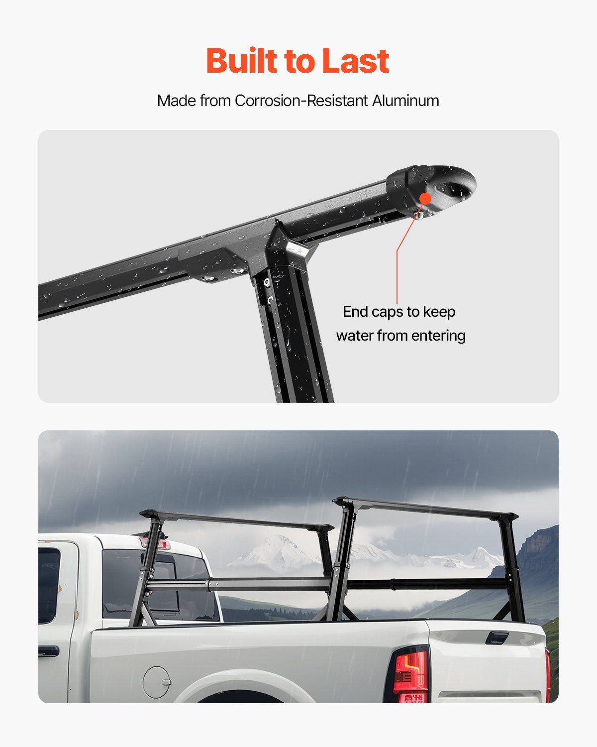 Truck Ladder Rack, 53.3-80.01 cm Height, Adjustable Non-Drilling Aluminum Cargo Rack with Sidebar, 362.9 kg Static Capacity, Ideal for Canoes, Surfboards, Ladders, Lumber, Tents & Large cargo - Image 5