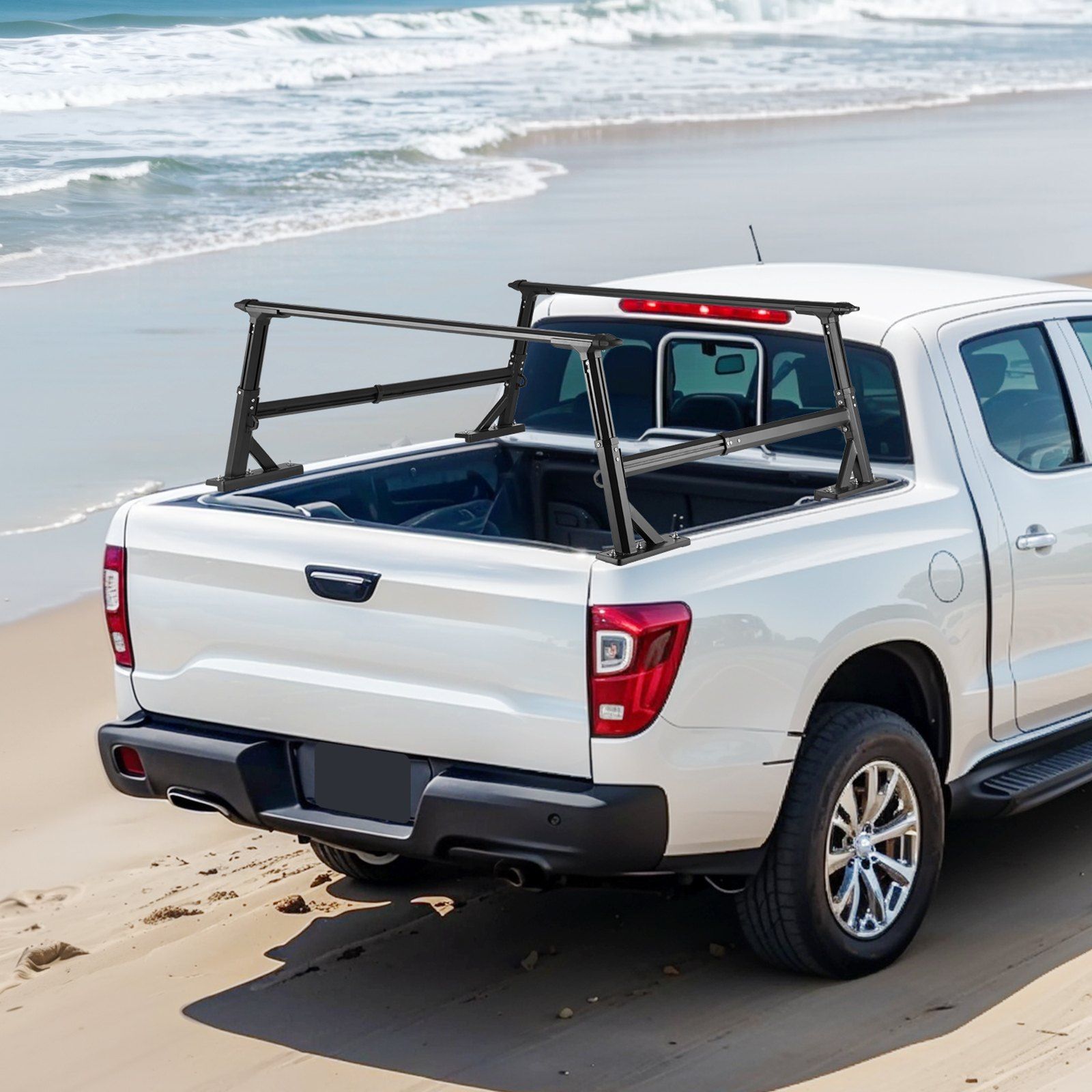 Truck Ladder Rack, 53.3-80.01 cm Height, Adjustable Non-Drilling Aluminum Cargo Rack with Sidebar, 362.9 kg Static Capacity, Ideal for Canoes, Surfboards, Ladders, Lumber, Tents & Large cargo - Image 8