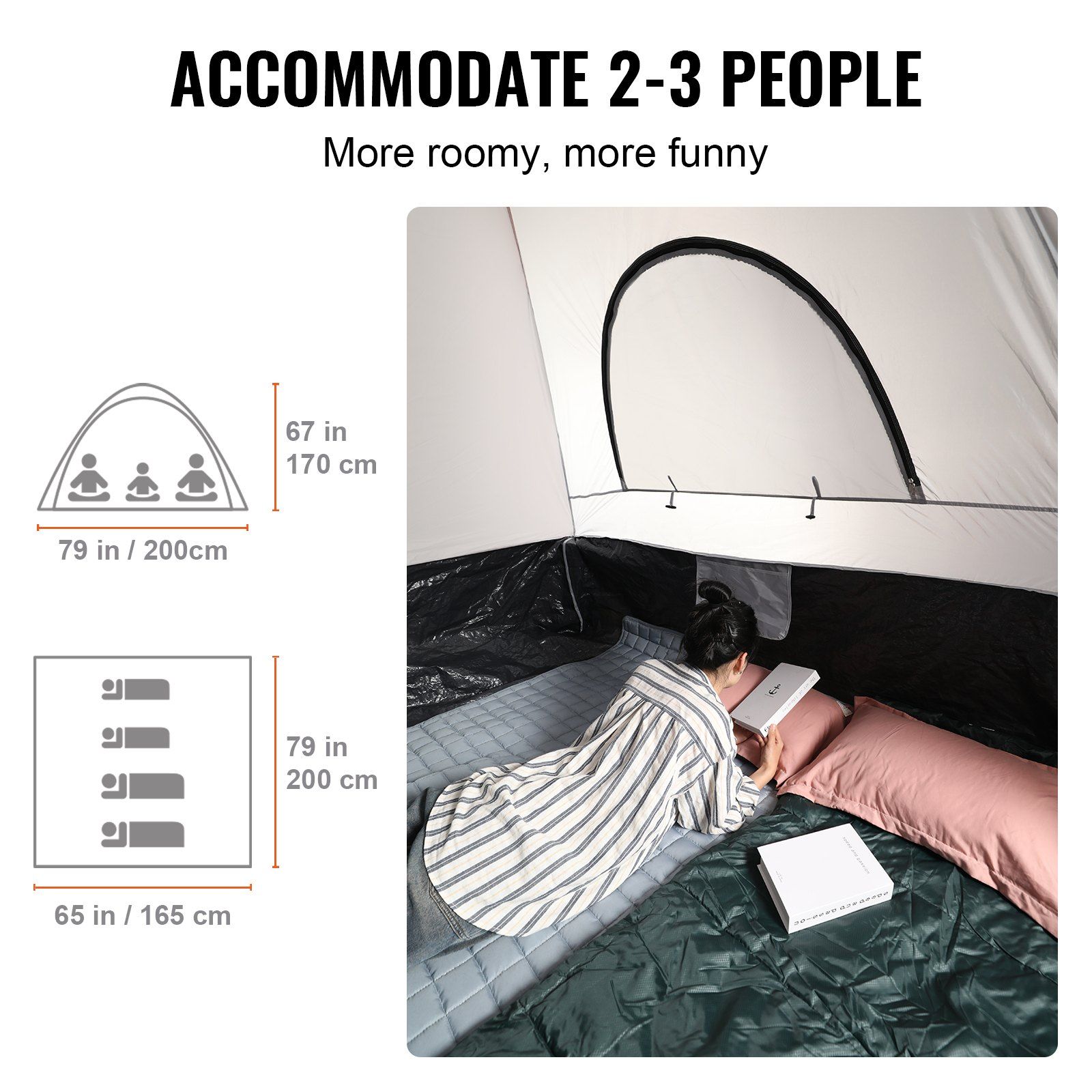 Truck Bed Tent, 6.4'-6.7' Pickup Truck Tent with Rain Layer and Carry Bag, Waterproof PU2000mm Double Layer Truck Tent, Accommodate 2-3 Person, for Camping Traveling Outdoor Activities - Image 5