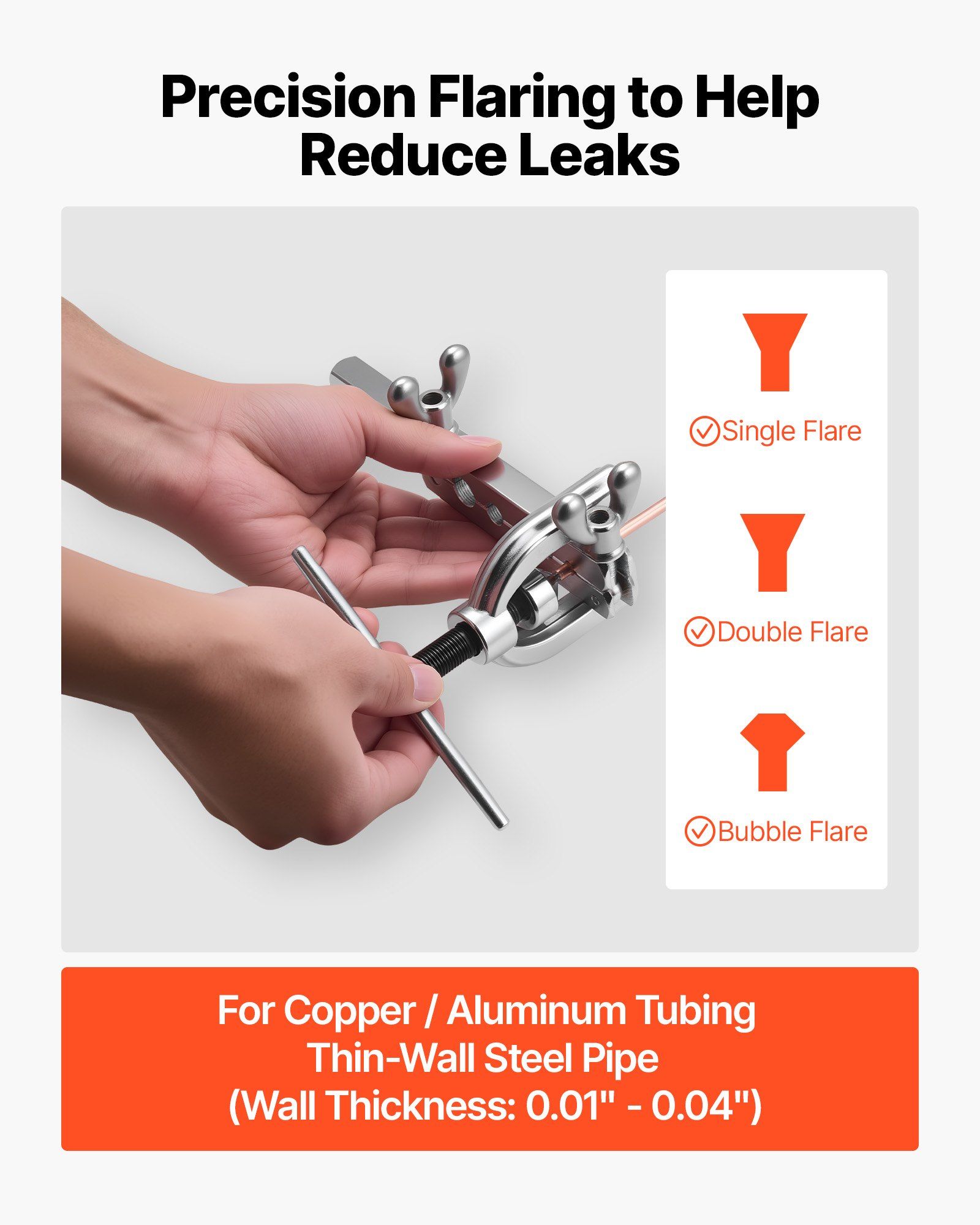 Brake Line Repair Kit, 45° Double & Single Brake Line Flaring Tool Kit, 7.6m x 4.76mm Copper Coated Brake Line (with 16 Fittings & 4 Unions) - Tube Cutter, 5 Adapters and Toolbox Included - Image 4