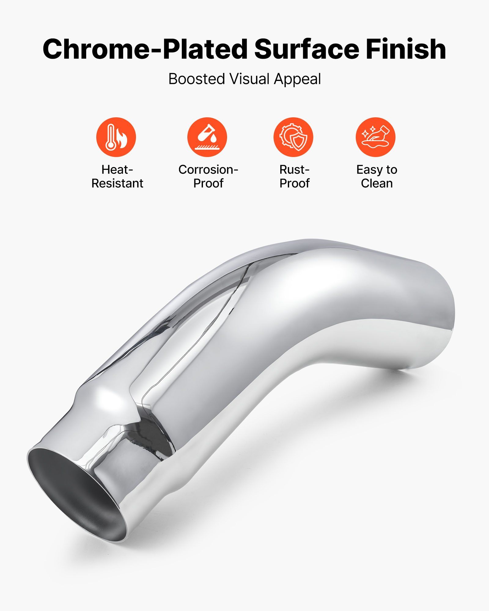 Elbow Exhaust Tip, 127mm Inlet, 152.4mm Outlet, 584mm Overall Length, Chrome Turn Down Exhaust Tip with Clamp for Truck, Sedan, Sports Car, SUV, Chrome Structure for High Temperature Resistance - Image 4