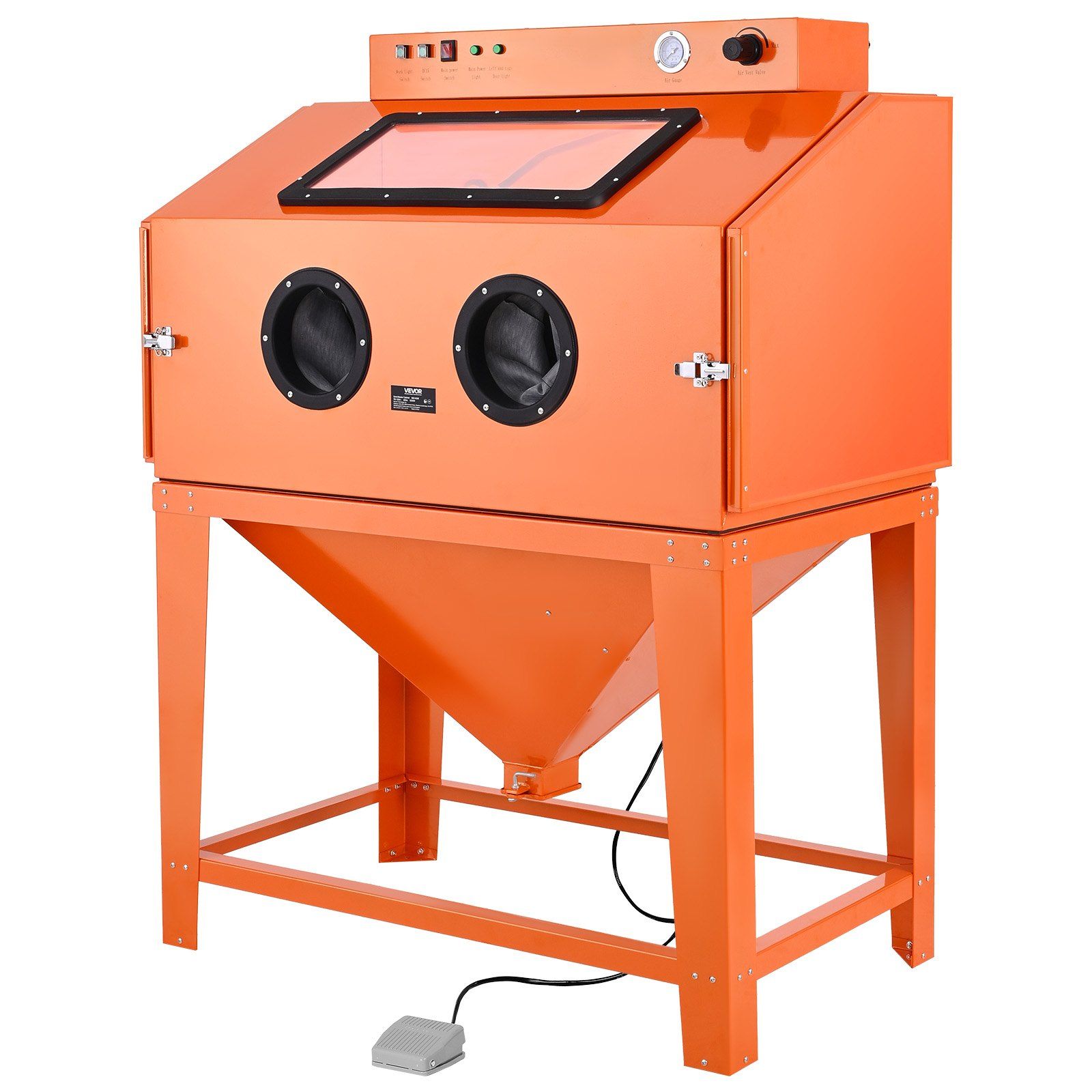 435L Sandblasting Cabinet, Heavy Duty Steel Sand Blaster with Dual Blasting Guns Kit, 117L Media Hopper & 1200W Powerful Dust Collector for Oversized Parts Rust Removal, Surface Finishing - Image 1