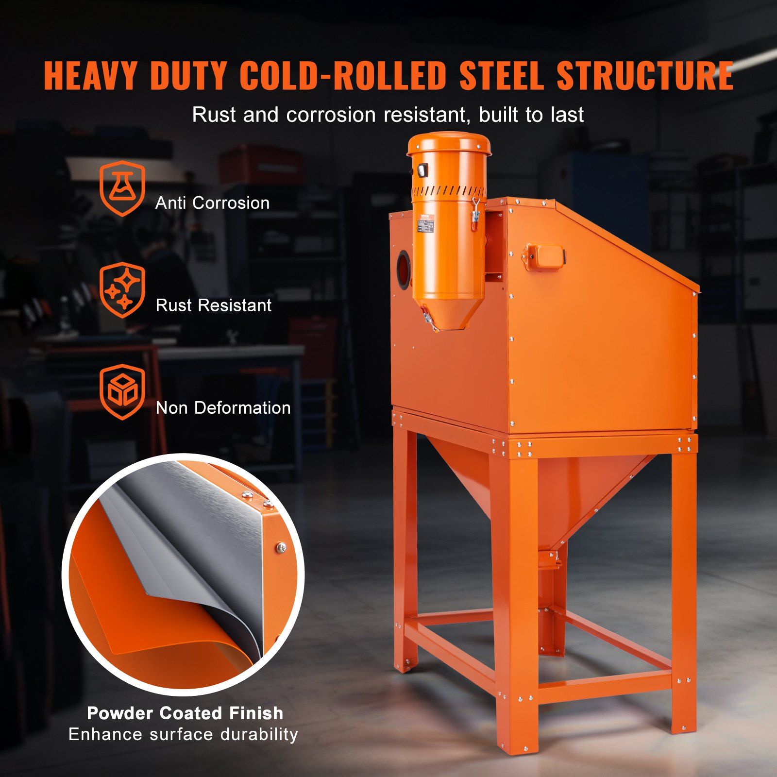 90 Gallon Sandblasting Cabinet with 1.8 Gallon Dust Collection System, 40-120PSI Sand Blasting Cabinet with Stand, Heavy Duty Sand Blaster with Blasting Gun & 4 Nozzles for Paint, Rust Removal - Image 6