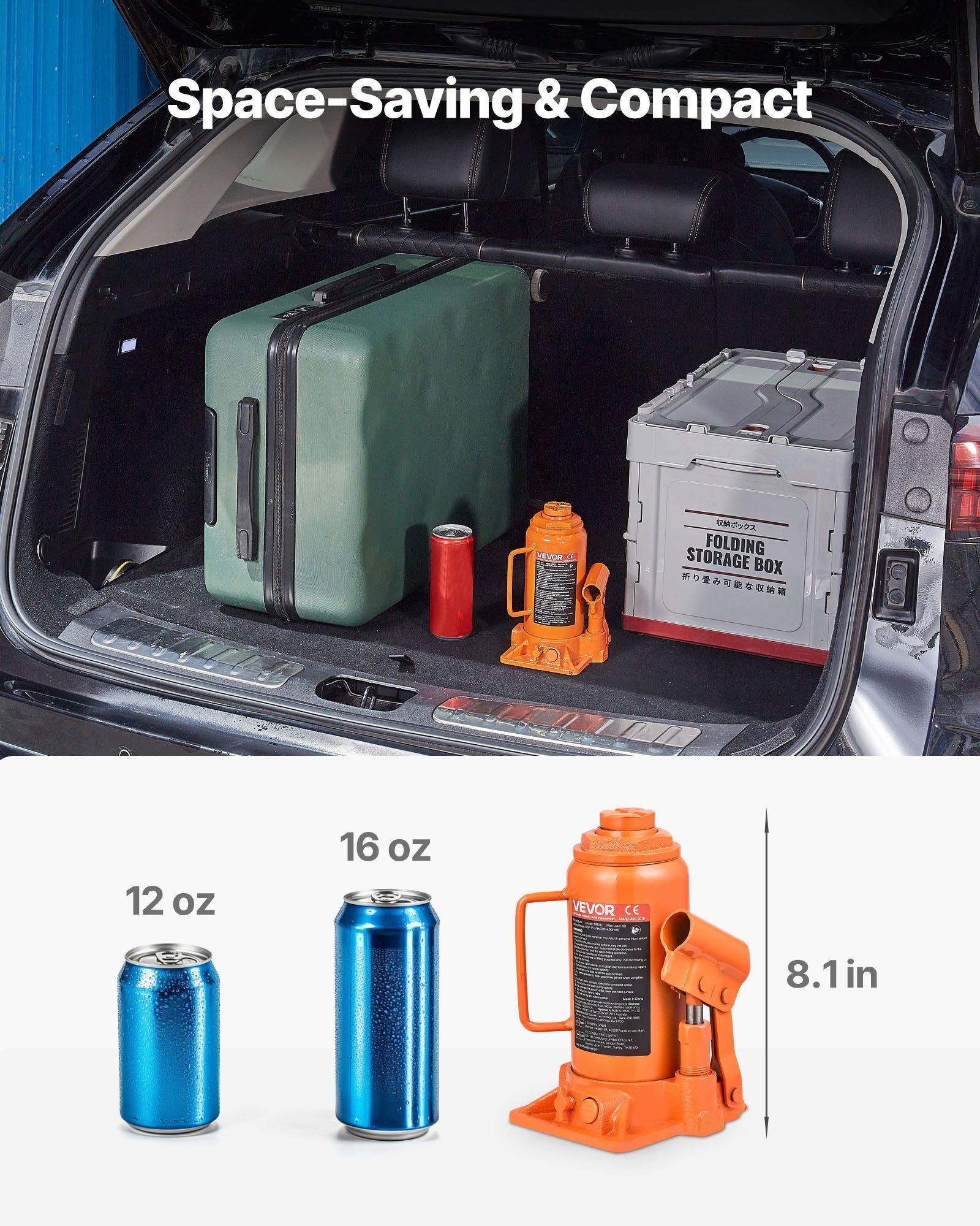 Hydraulic Bottle Jack, 12 Ton (26455.5 lbs) Capacity, 205-400 mm Lifting Range, Heavy Duty Welded Bottle Jack for Car, SUV, Pickup, Auto Repair, House Lift and Agricultural Equipment, Orange - Image 5