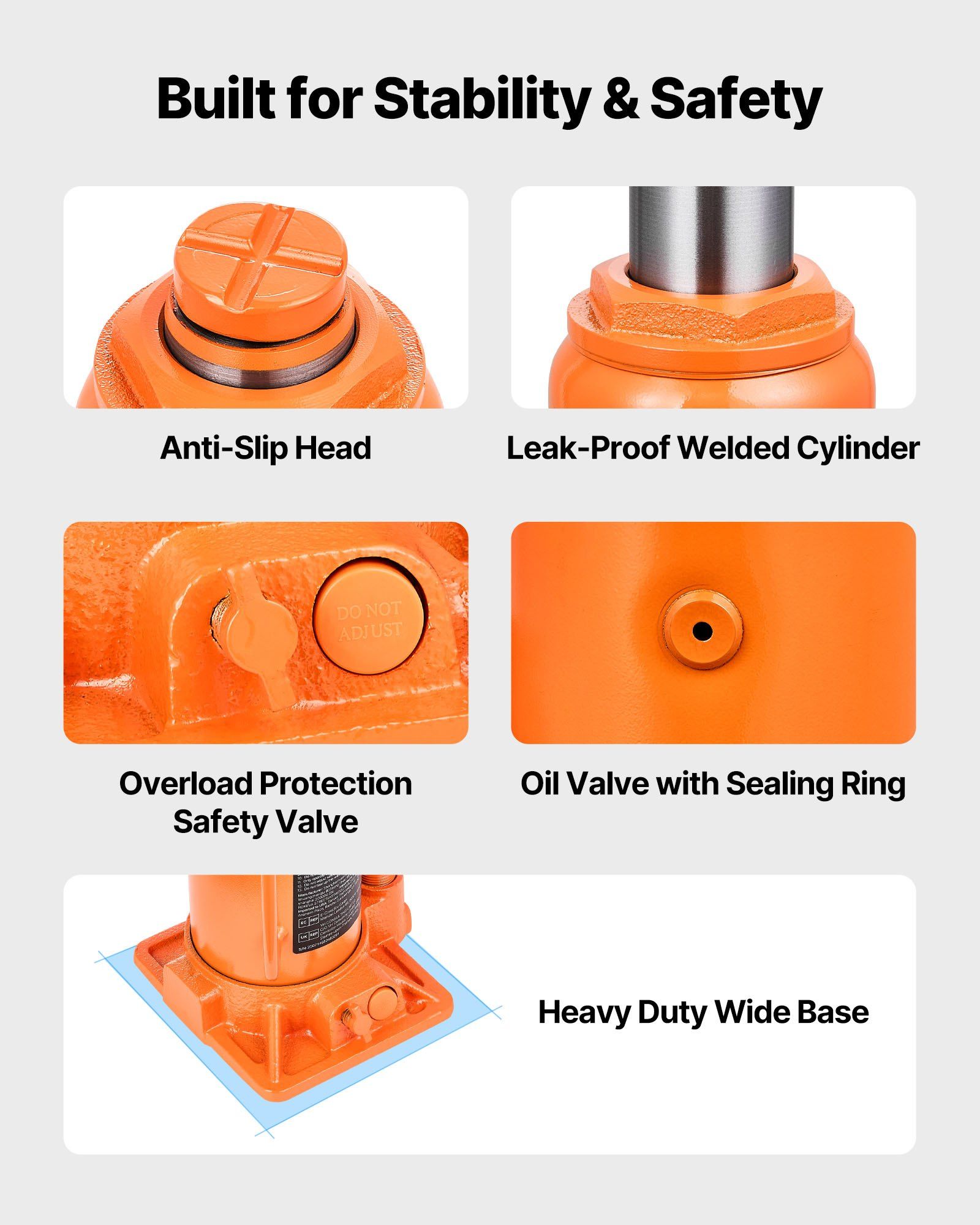 Hydraulic Bottle Jack, 12 Ton (26455.5 lbs) Capacity, 205-400 mm Lifting Range, Heavy Duty Welded Bottle Jack for Car, SUV, Pickup, Auto Repair, House Lift and Agricultural Equipment, Orange - Image 6