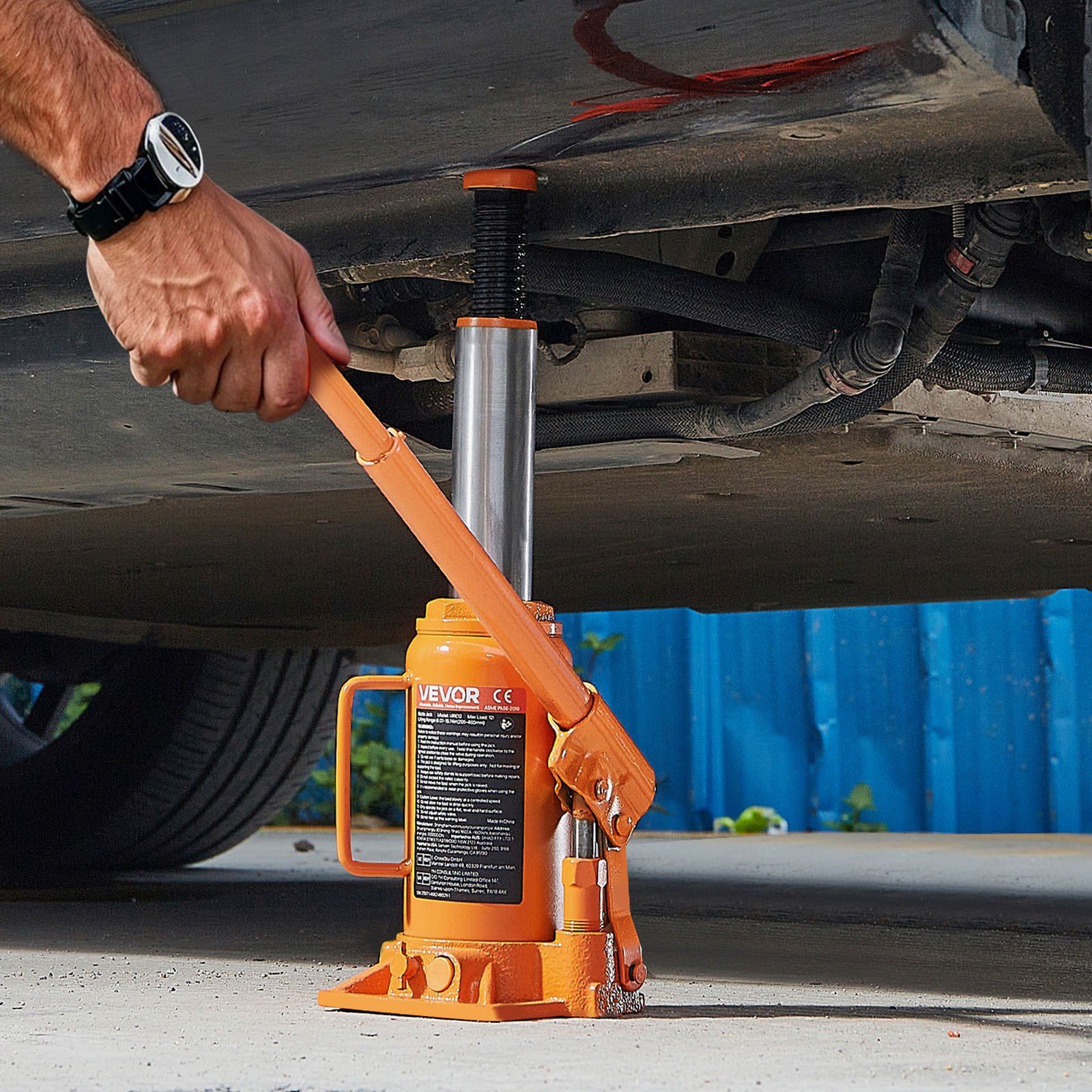 Hydraulic Bottle Jack, 12 Ton (26455.5 lbs) Capacity, 205-400 mm Lifting Range, Heavy Duty Welded Bottle Jack for Car, SUV, Pickup, Auto Repair, House Lift and Agricultural Equipment, Orange - Image 8