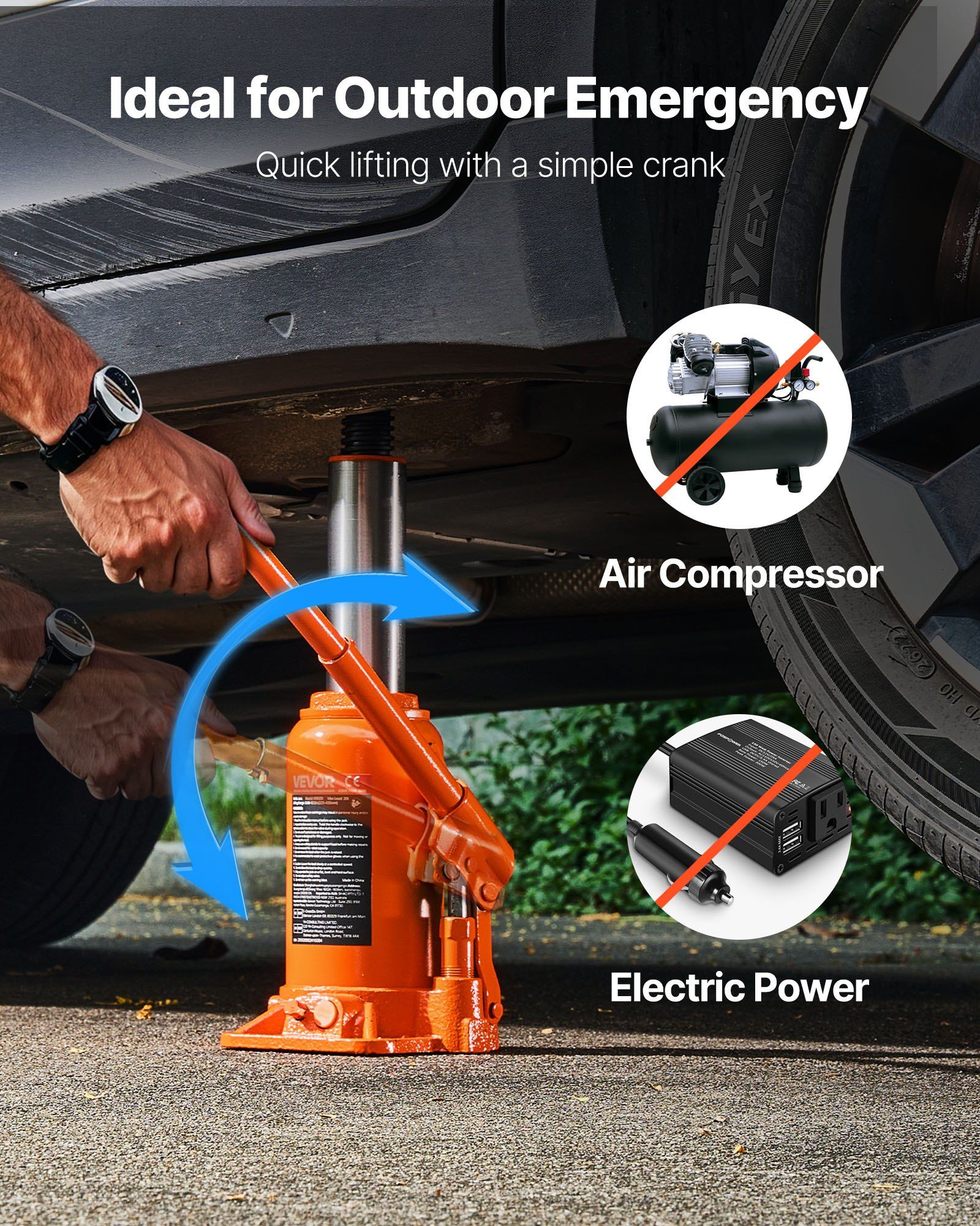 Hydraulic Bottle Jack, 20 Ton (44092 lbs) Load Capacity, 225-435 mm Lifting Range, Heavy Duty Welded Bottle Jack for Car, SUV, Pickup, Auto Repair, House Lift and Agricultural Equipment, Orange - Image 4