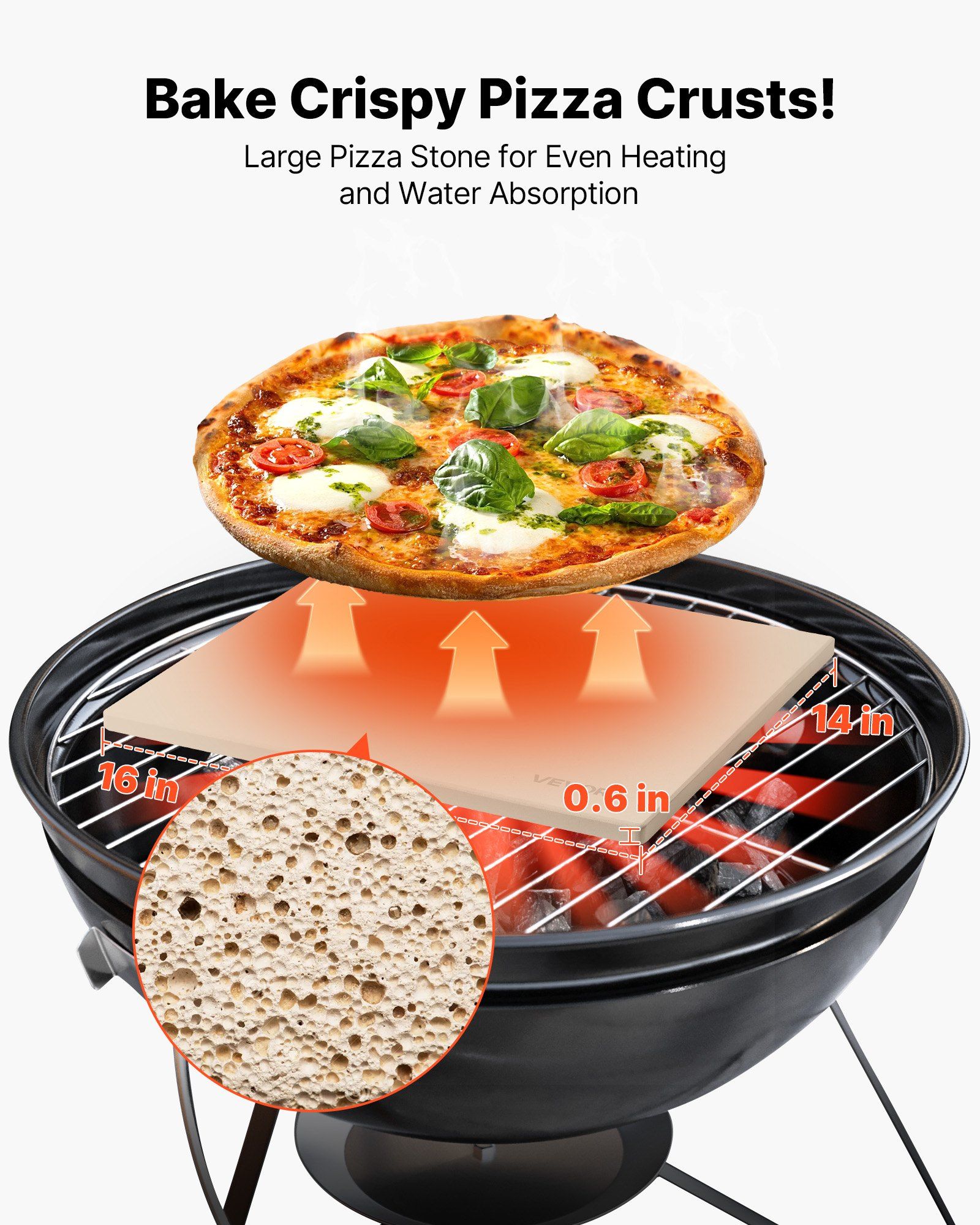 Pizza Stone, 406 x 355 mm Rectangular Cordierite Pizza Stone, Extra Large Baking-Stone with Scraper, 15 mm Thick Heat-Resistant Cordierite, for Kitchen Oven, Baking Bread & Pizzas, BBQ Grilling - Image 2