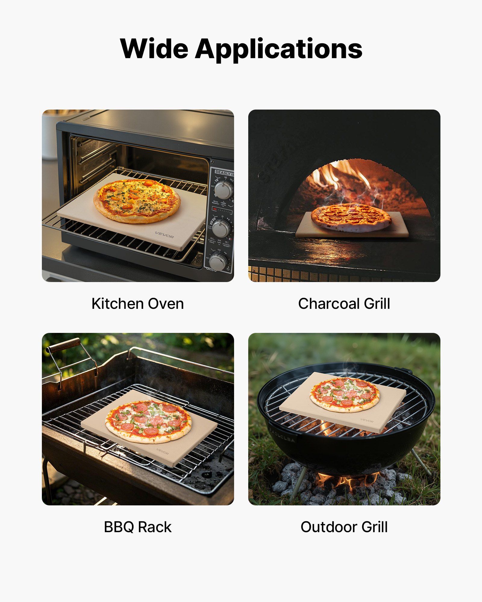 Pizza Stone, 406 x 355 mm Rectangular Cordierite Pizza Stone, Extra Large Baking-Stone with Scraper, 15 mm Thick Heat-Resistant Cordierite, for Kitchen Oven, Baking Bread & Pizzas, BBQ Grilling - Image 6