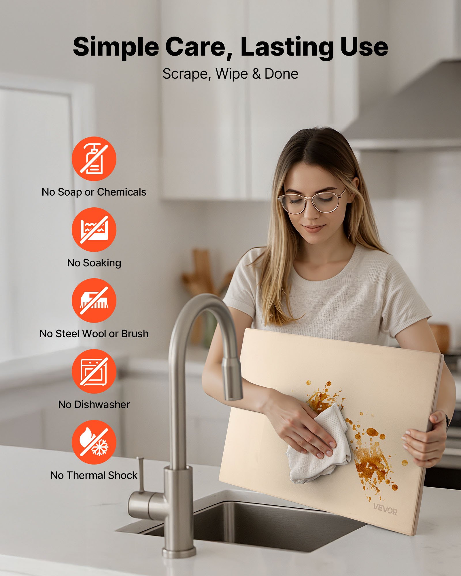 Pizza Stone, 508 x 355 mm Rectangular Cordierite Pizza Stone, Extra Large Baking-Stone with PP Scraper, 17 mm Thick Heat-Resistant Cordierite, for Oven, Baking Bread & Pizzas, BBQ Grilling - Image 5