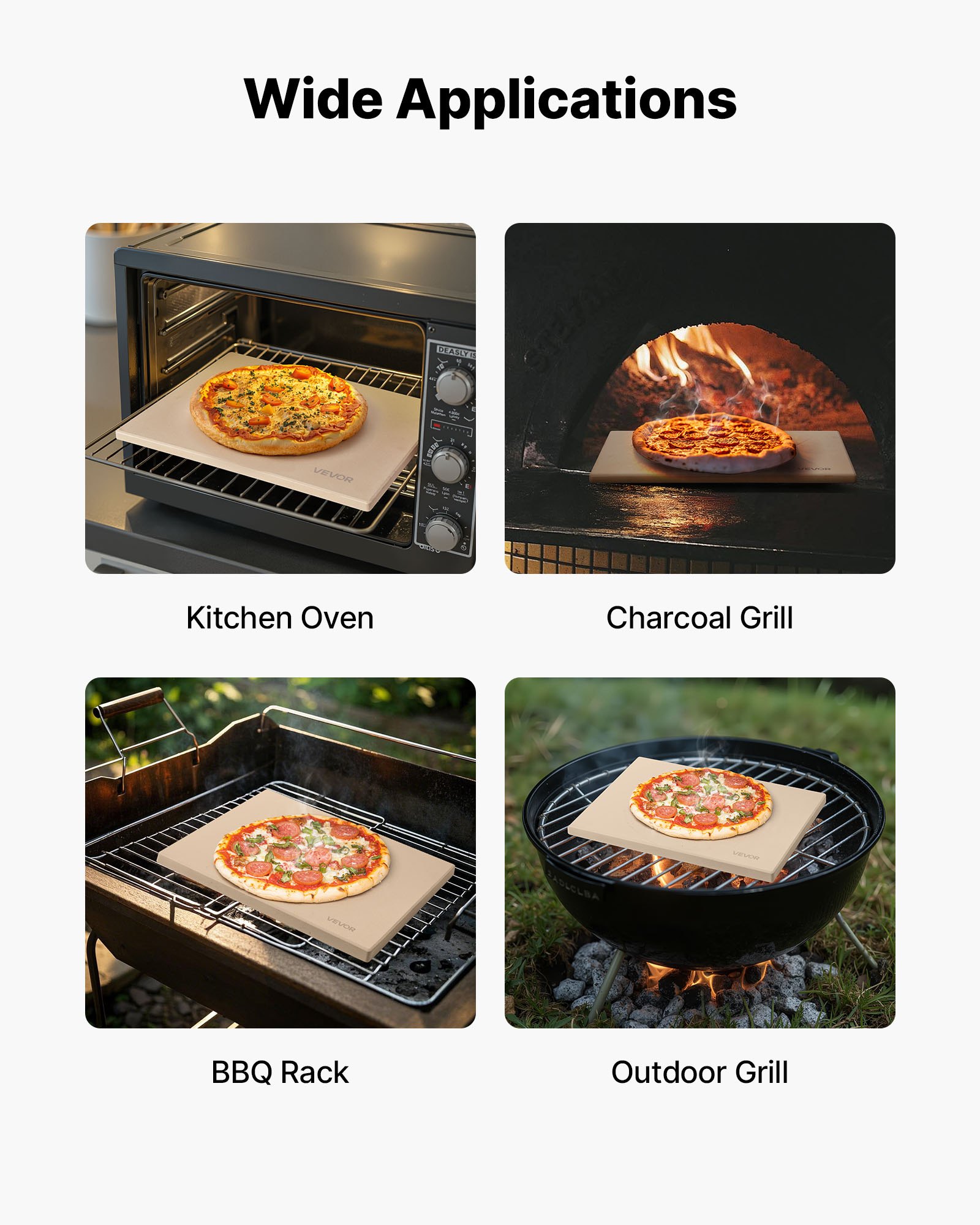 Pizza Stone, 508 x 355 mm Rectangular Cordierite Pizza Stone, Extra Large Baking-Stone with PP Scraper, 17 mm Thick Heat-Resistant Cordierite, for Oven, Baking Bread & Pizzas, BBQ Grilling - Image 6