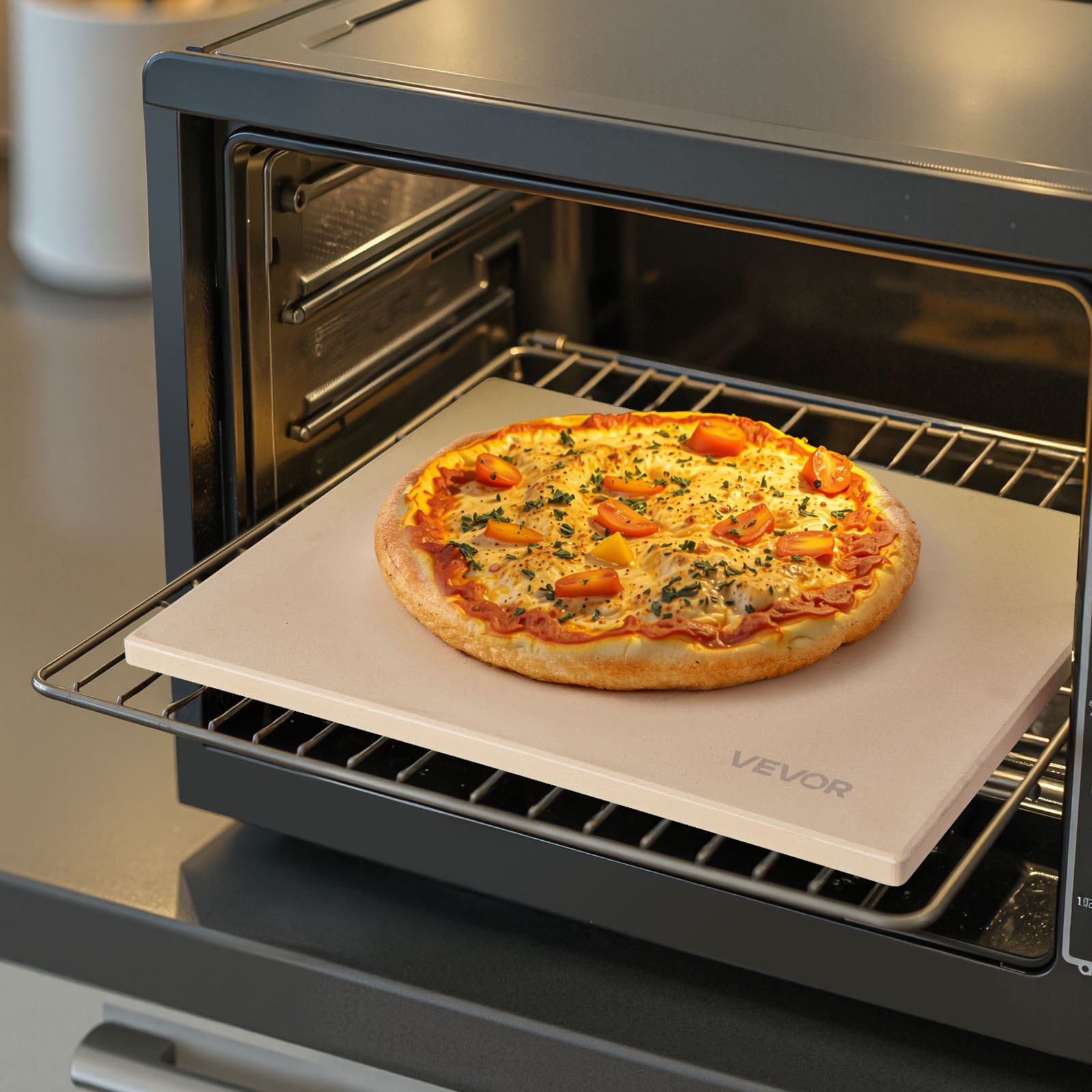 Pizza Stone, 508 x 355 mm Rectangular Cordierite Pizza Stone, Extra Large Baking-Stone with PP Scraper, 17 mm Thick Heat-Resistant Cordierite, for Oven, Baking Bread & Pizzas, BBQ Grilling - Image 8