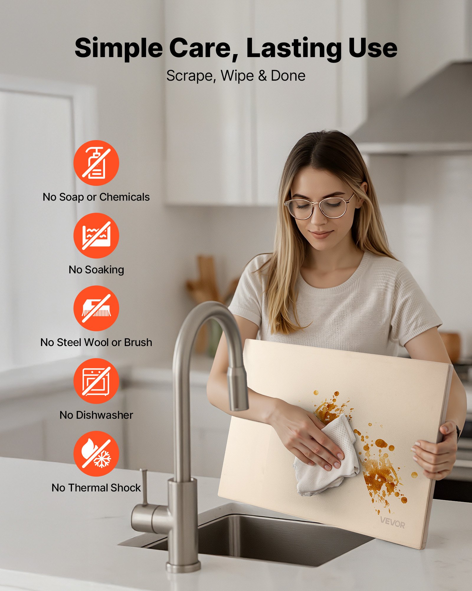 Pizza Stone, 508 x 355 mm Rectangular Cordierite Pizza Stone, Extra Large Baking-Stone with Aluminum Peel, 15 mm Thick Heat-Resistant Cordierite, for Oven, Baking Bread & Pizzas, BBQ Grilling - Image 5