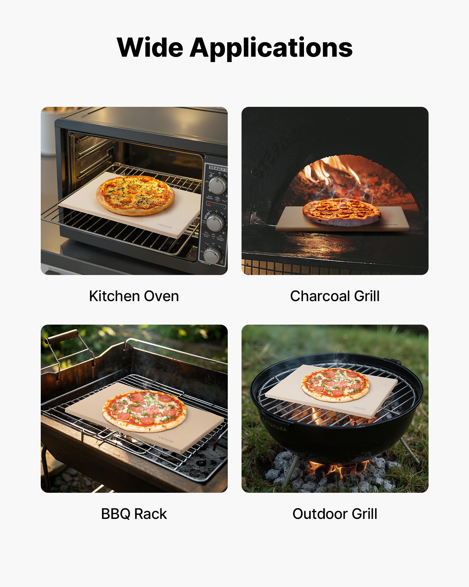 Pizza Stone, 508 x 355 mm Rectangular Cordierite Pizza Stone, Extra Large Baking-Stone with Aluminum Peel, 15 mm Thick Heat-Resistant Cordierite, for Oven, Baking Bread & Pizzas, BBQ Grilling - Image 6