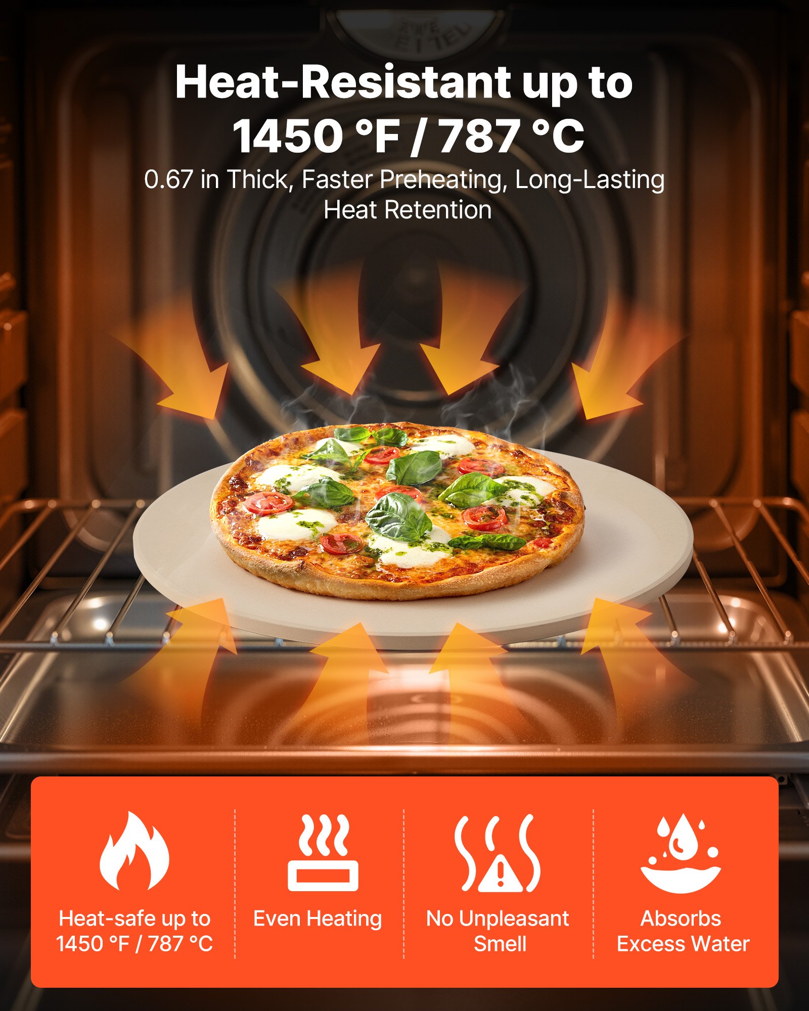 Pizza Stone, 381 mm Round Cordierite Pizza Stone, Extra Large Baking-Stone with Aluminum Peel, 17 mm Thickness Heat-Resistant Cooking Cordierite, for Kitchen Oven, Baking Pizzas, BBQ Grilling - Image 3