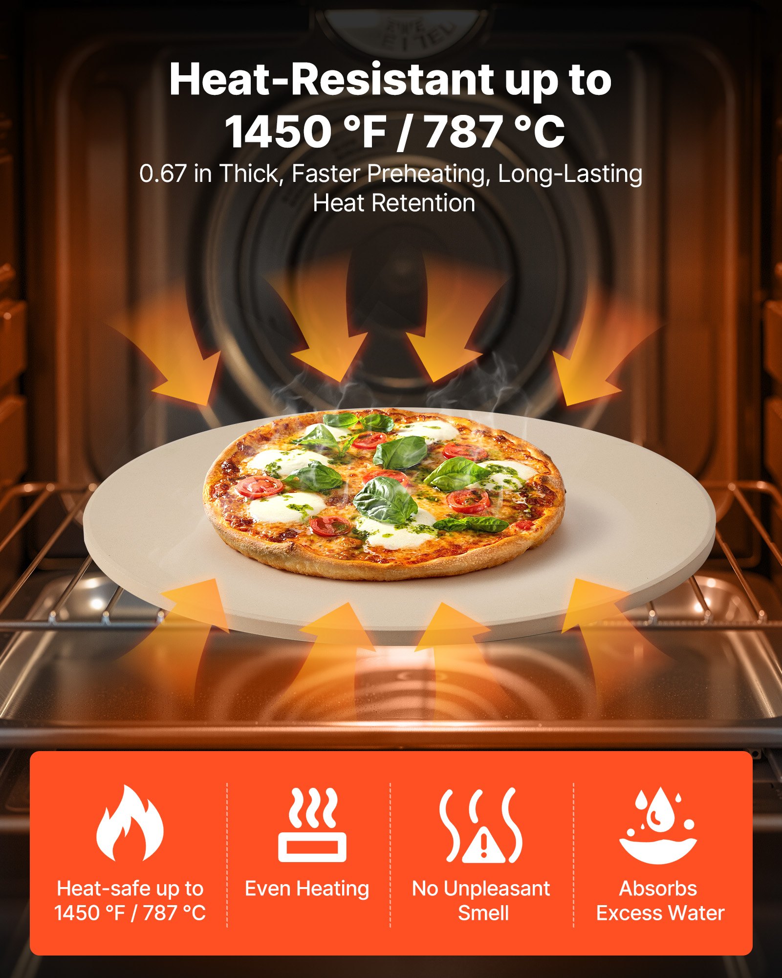 Pizza Stone, 406 mm Round Cordierite Pizza Stone, Extra Large Baking-Stone with a Durable Stand, 17 mm Thickness Heat-Resistant Cooking Cordierite, for Kitchen Oven, Baking Pizzas, BBQ Grilling - Image 3