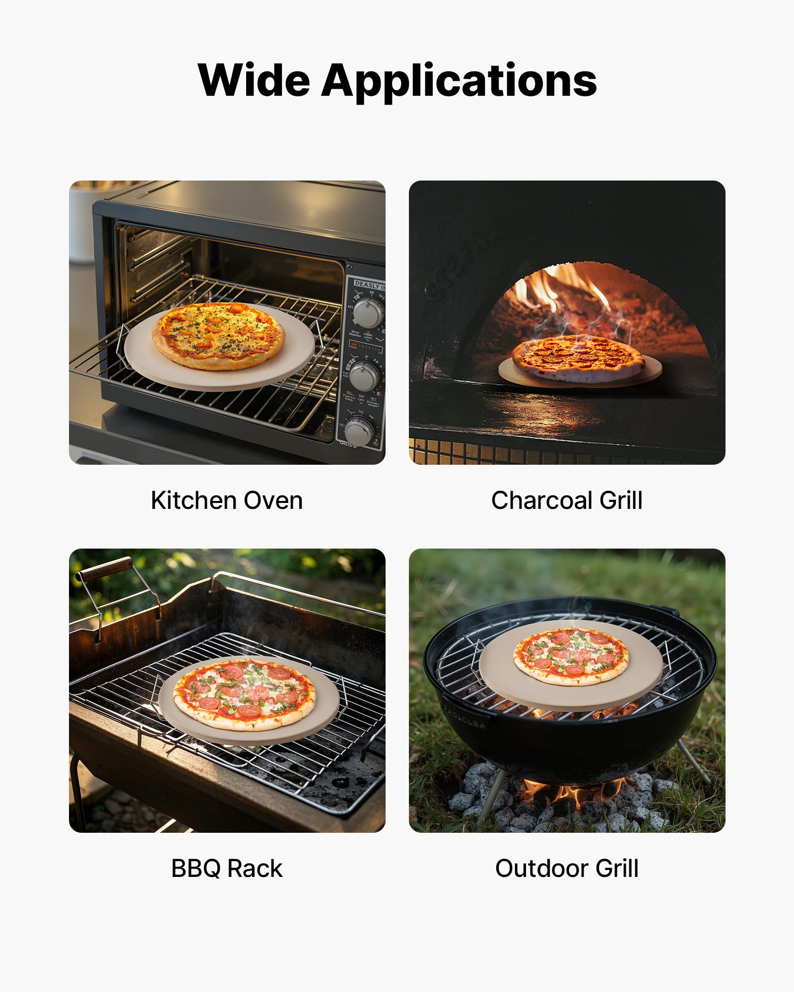 Pizza Stone, 406 mm Round Cordierite Pizza Stone, Extra Large Baking-Stone with a Durable Stand, 17 mm Thickness Heat-Resistant Cooking Cordierite, for Kitchen Oven, Baking Pizzas, BBQ Grilling - Image 6