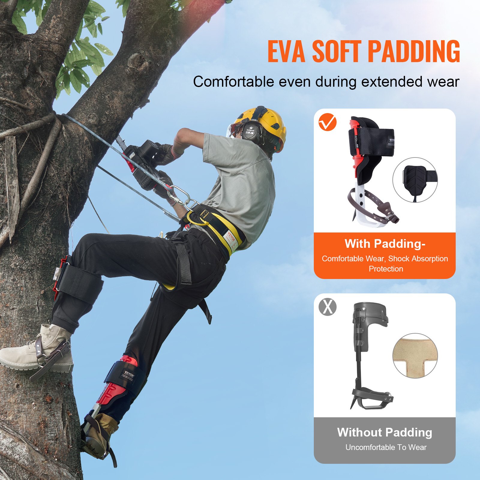 Tree Climbing Spikes, 1 Pair Aluminum Climbing Spurs, 350lbs Load Capacity Tree Climbing Gear with Straps and Spike Protectors, Arborist Equipment for Climbers, Hunting, Fruit Picking, Red - Image 3