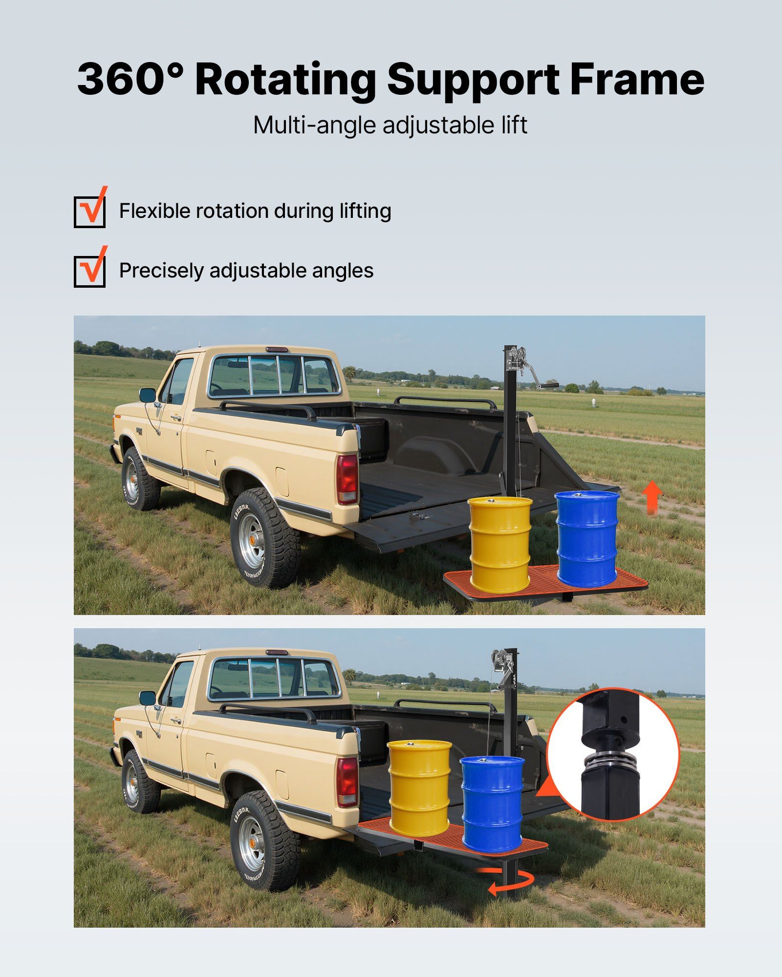 Hitch Deer Hoist with Lifting System Platform, 300 lbs Load Capacity, Game Hoist Winch Lift with 2-inch Receiver, 360-Degree Swivel Shaft & Foldable, Hitch-Mounted Deer Hanger for Moving Game - Image 5