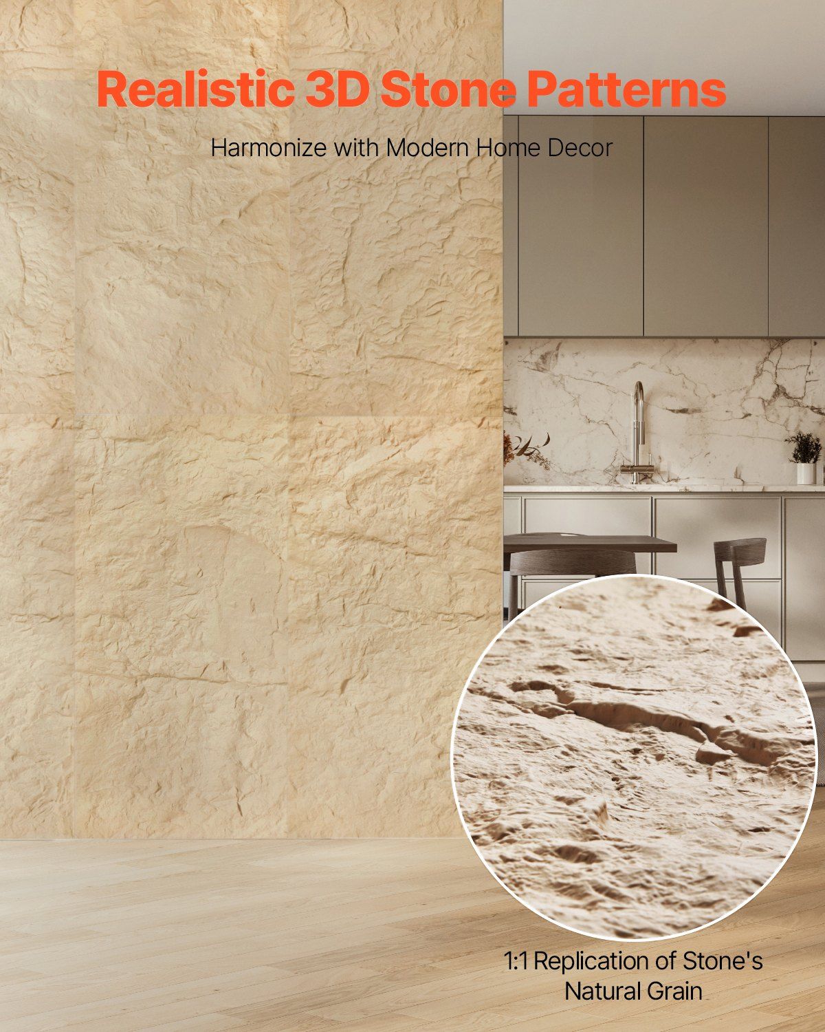 3D Wall Panels, 4 Pack 120 x 60 cm PU Natural Stone Imitation Wall Art Tiles, 2.97 m² Coverage Accent Wall Panel, Interior Home Decor for Ceiling, Bedroom, Living & Gaming Room, Stone Yellow - Image 2