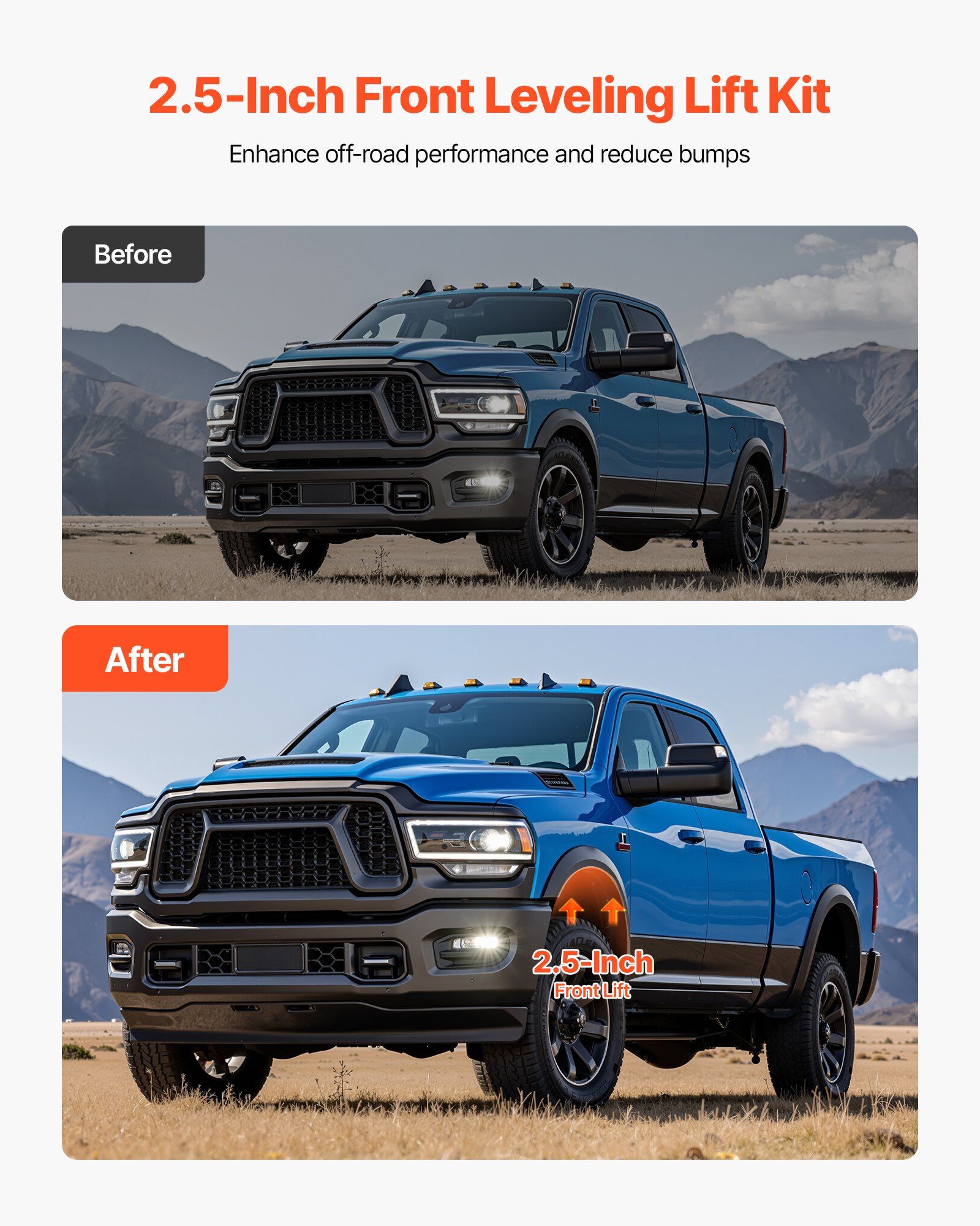 63.5 mm Front Leveling Lift Kit for 2004-2025 Ford F150 2WD/4WD, 2003-2018 Expedition, 2005-2008 Lincoln Mark LT, Chassis Level Kit with 2PCS Heavy Duty Forged Aluminum Suspension Strut Spacers - Image 2