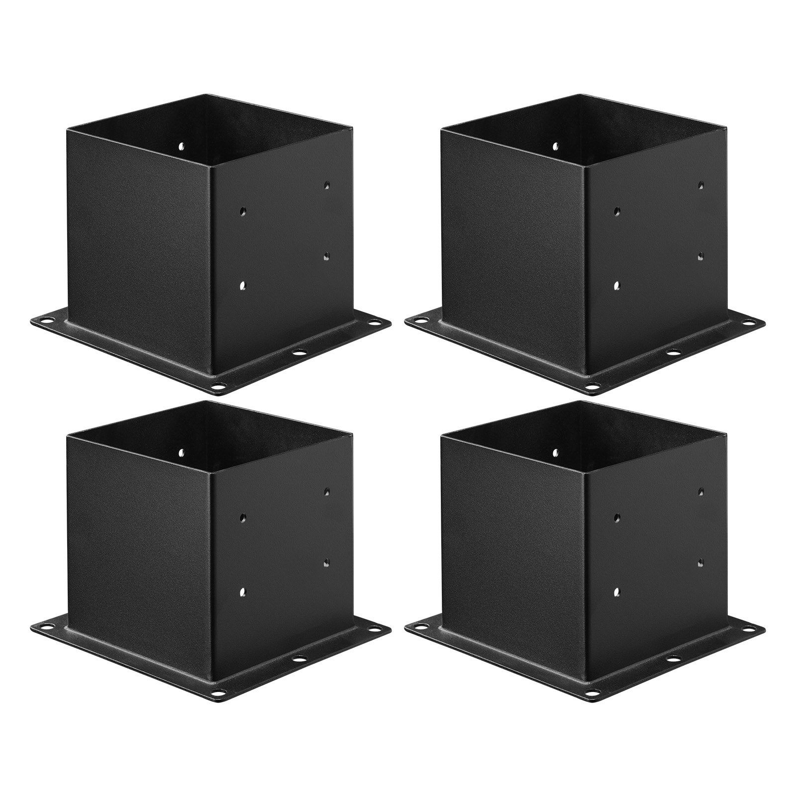 4x4 Post Base 4 Pcs, Inner Size 3.6x3.6 inch / 92x92 mm Post Brackets, Heavy Duty Carbon Steel Decking Posts, Wood Posts Brackets for Pavilion Deck Railing Support Deck Base Plate, Black - Image 1