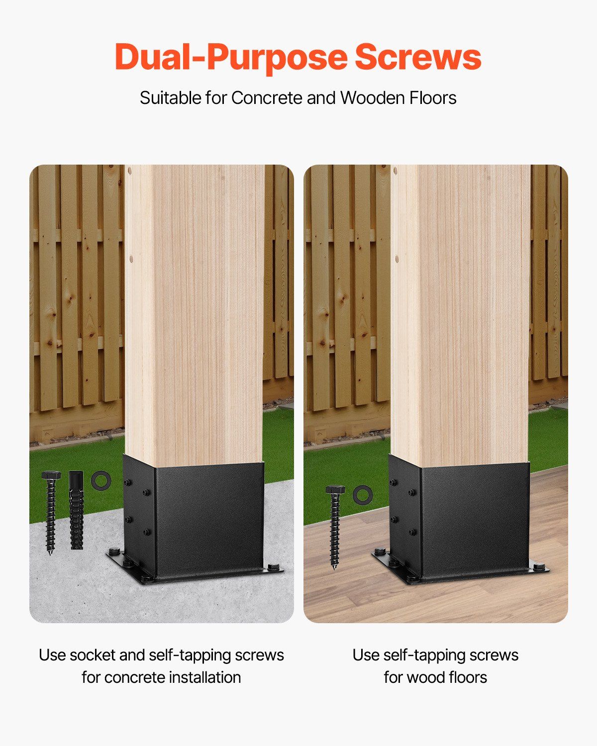 4x4 Post Base 4 Pcs, Inner Size 3.6x3.6 inch / 92x92 mm Post Brackets, Heavy Duty Carbon Steel Decking Posts, Wood Posts Brackets for Pavilion Deck Railing Support Deck Base Plate, Black - Image 3