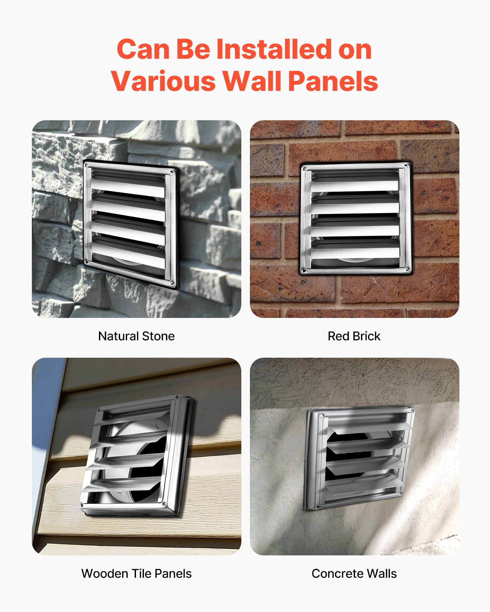 145mm Wall Vent Cover, Louvered Square AC Vent Gable Cover, Premium Stainless Steel & with Noise Reducing Rubber Gasket, for House,Bathroom,Garage,Kitchen,Basement (1 Pack, Silver) - Image 6