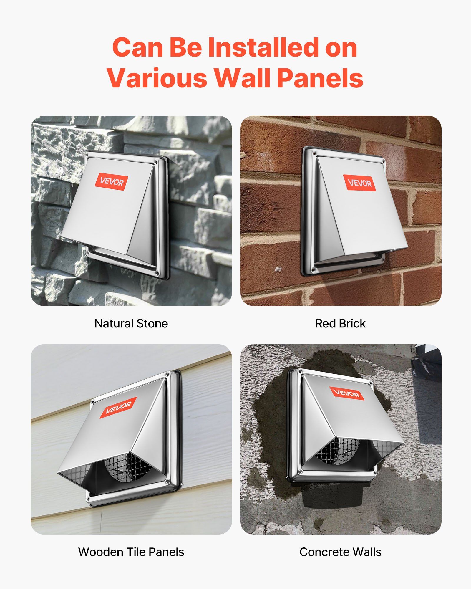 97mm External Extractor Wall Vent Cover, Square AC Vent Gable Cover, Premium Stainless Steel & with Built-in a Protection Screen, for House,Bathroom,Garage,Kitchen,Basement (1 Pack, Silver) - Image 6