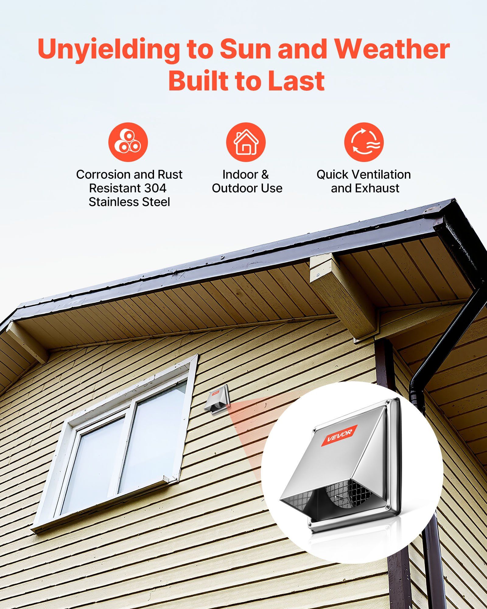 145 mm External Extractor Wall Vent Cover, Square AC Vent Gable Cover, Premium Stainless Steel & with Built-in a Protection Screen, for House,Bathroom,Garage,Kitchen,Basement (1 Pack, Silver) - Image 3