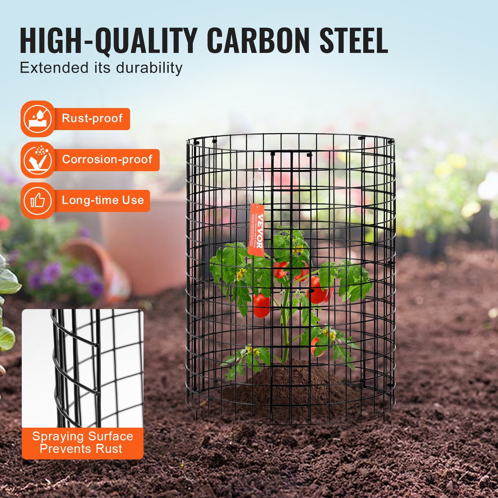 6 Pack Plant Protector from Animals, 320mm Dia. x 355mm H Chicken Wire Plant Protector, Plant Cages for Outdoor Plants, Flowers & Vegetables, Keeps Bunny Chicken Squirrels Out, 18pcs Metal Mesh - Image 3
