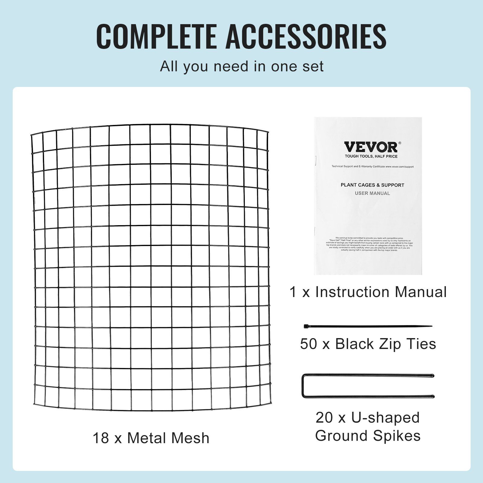 6 Pack Plant Protector from Animals, 320mm Dia. x 355mm H Chicken Wire Plant Protector, Plant Cages for Outdoor Plants, Flowers & Vegetables, Keeps Bunny Chicken Squirrels Out, 18pcs Metal Mesh - Image 5