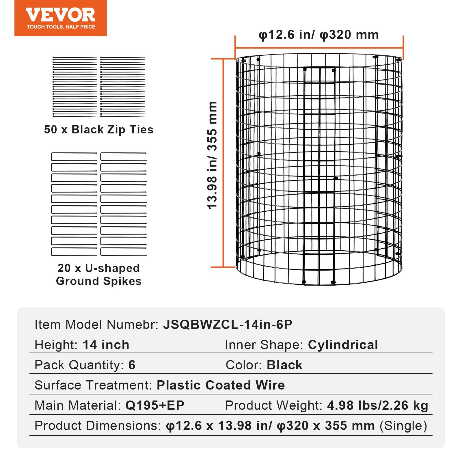 6 Pack Plant Protector from Animals, 320mm Dia. x 355mm H Chicken Wire Plant Protector, Plant Cages for Outdoor Plants, Flowers & Vegetables, Keeps Bunny Chicken Squirrels Out, 18pcs Metal Mesh - Image 7