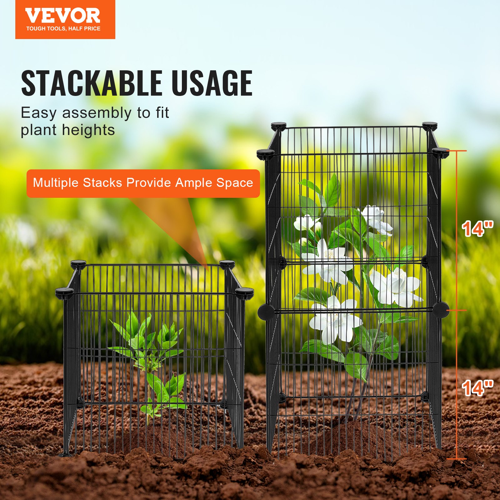5 Pack Plant Protector from Animals, 390 mm x 390 mm Chicken Wire Plant Protector, Plant Cages for Outdoor Plants, Flowers & Vegetables, Keeps Bunny Chicken Squirrels Out, 20pcs Metal Mesh - Image 2