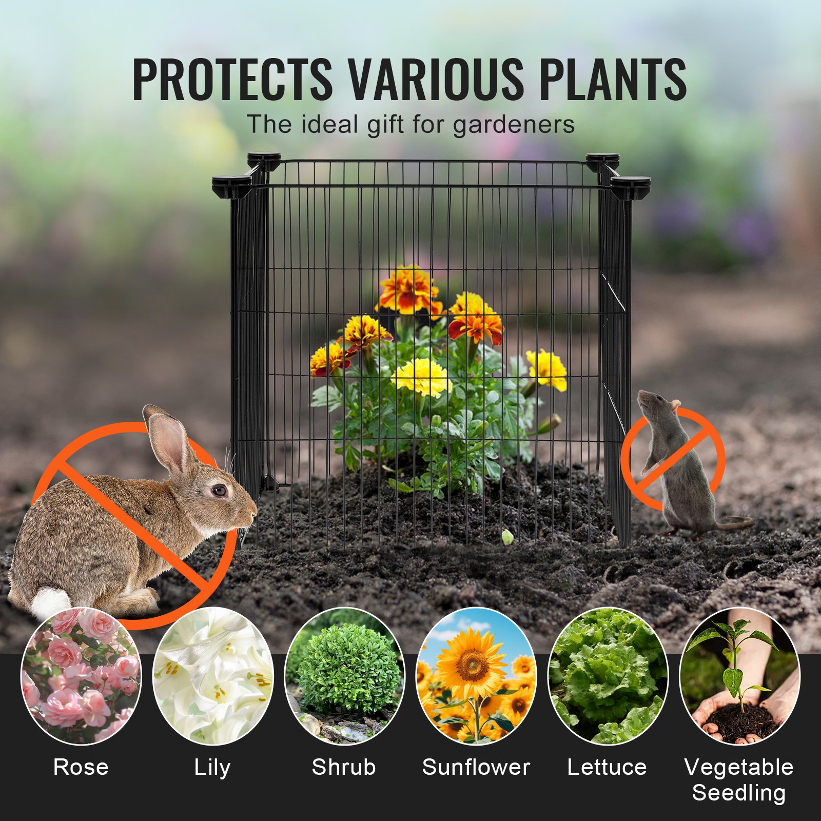 5 Pack Plant Protector from Animals, 390 mm x 390 mm Chicken Wire Plant Protector, Plant Cages for Outdoor Plants, Flowers & Vegetables, Keeps Bunny Chicken Squirrels Out, 20pcs Metal Mesh - Image 6