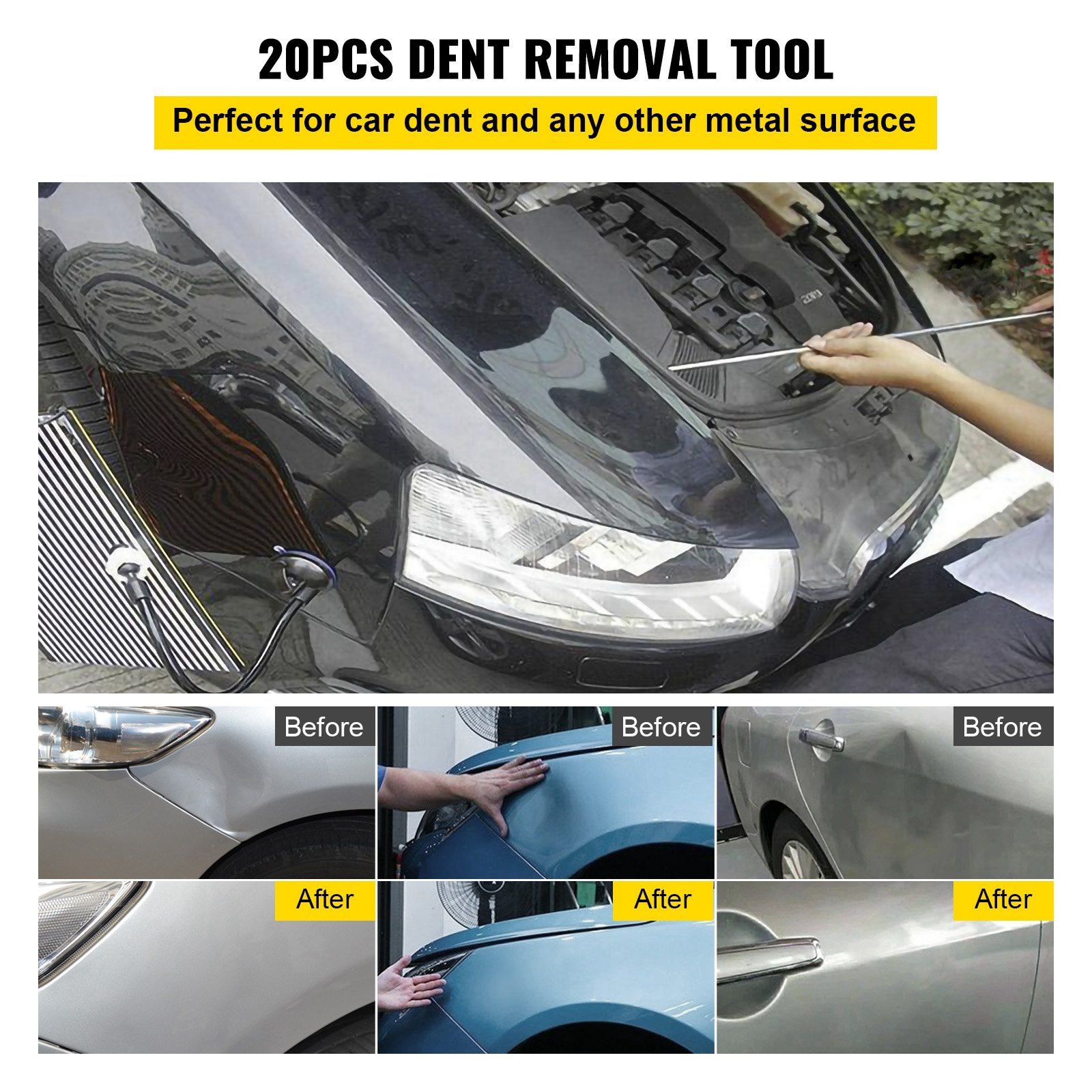 Rods Dent Puller Stainless Steel Paintless Repair Kits Hail Removal 20PCS - Image 2