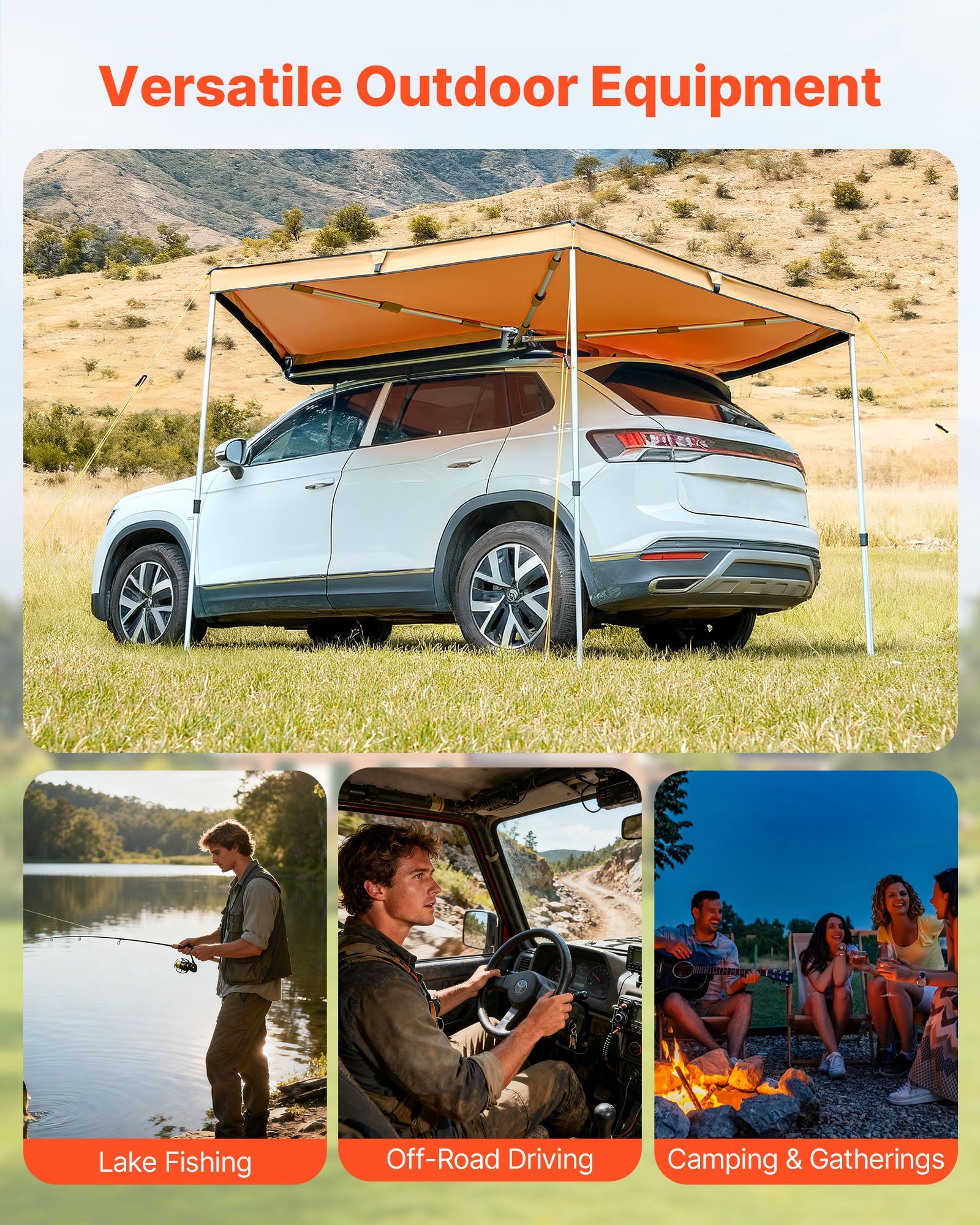 270 Degree Awning, 4.9 ㎡ Driver Side Vehicle Awning, Waterproof UV50+ Car Side Awnings with Carry Bag, All-Weather Free-Standing Overland Awnings Car Shelter for SUV Van Truck Camping - Image 6