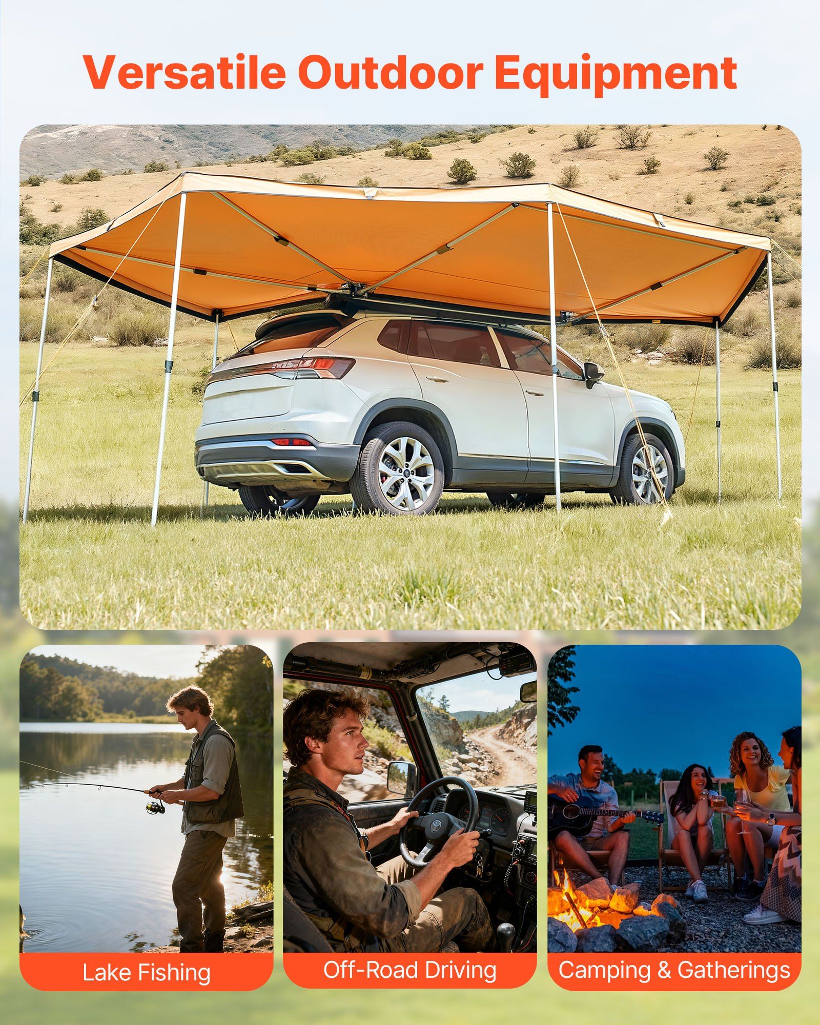 270 Degree Awning, 12.4 ㎡ Driver Side Vehicle Awning, Waterproof UV50+ Car Side Awnings with Carry Bag, All-Weather Free-Standing Overland Awnings Car Shelter for SUV Van Truck Camping - Image 6