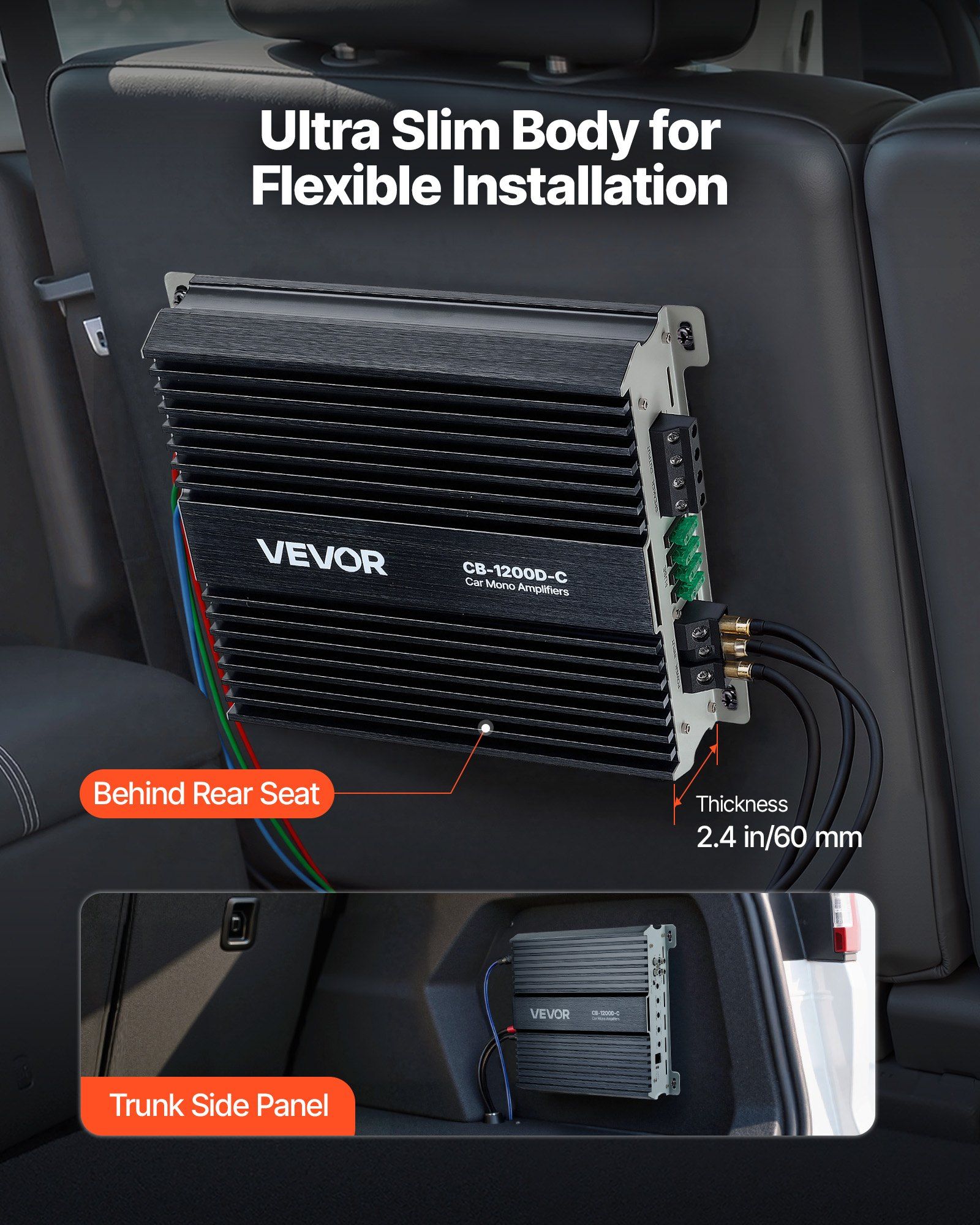 Monoblock Car Amplifier, 1200W RMS MAX, 1/2/4 Ohm Stable, 1-Channel Class D Car Audio Amplifier with Remote Subwoofer Level Control, Low Pass Filter, Bass Boost & Phase Shift, Volume Controller - Image 5