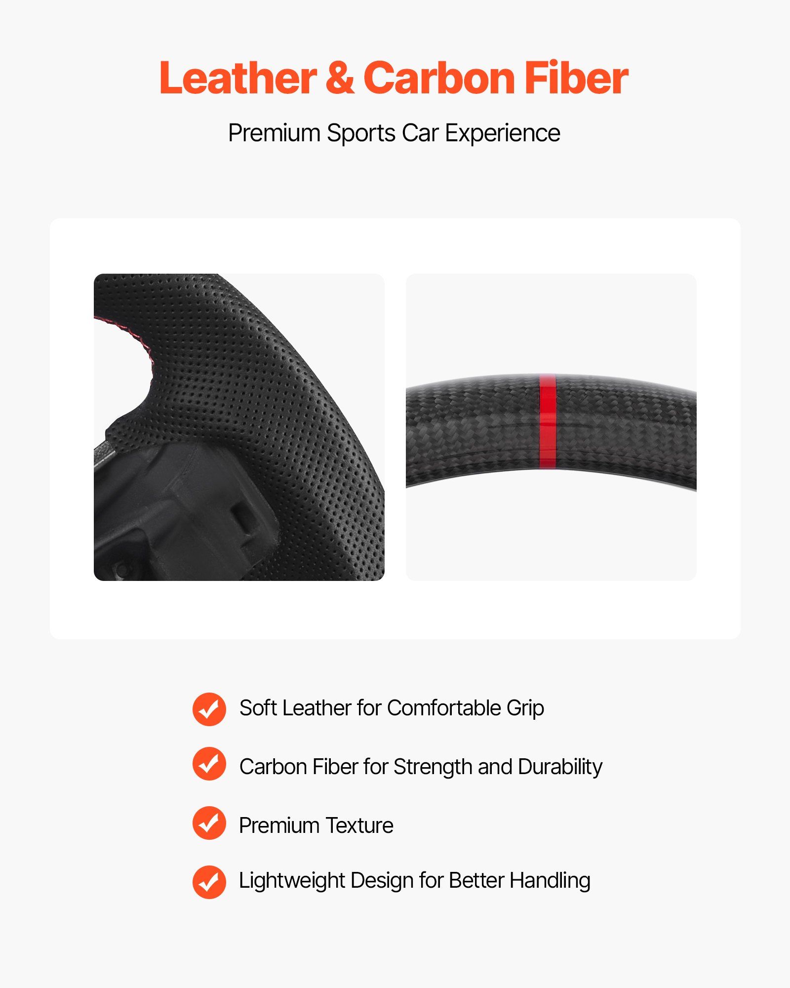 Steering Wheel for 2021-2024 Ford F150, Carbon Fiber Steering Wheel D-Shaped Flat-Bottom, Leather Grip with Non-Slip Texture & Precise Stitching, Accessories Replacement for Ford F150, Black - Image 3