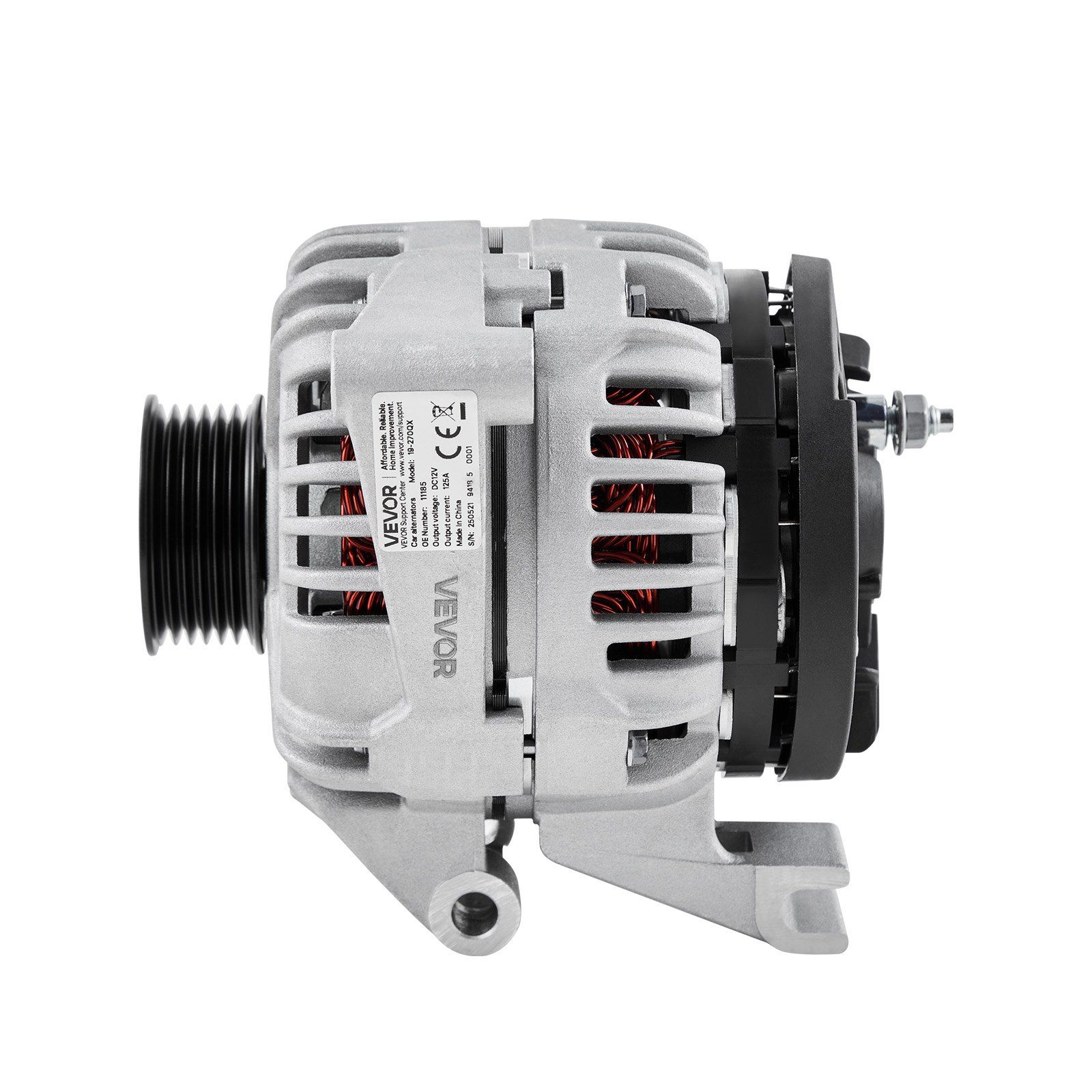 Car Alternator 11185, Fit for Chevrolet Impala LS, LT 3.5L 2006-2011, Impala LTZ 3.9L 2009-2010, Monte Carlo V6 2006-2007, Automotive Replacement Alternator 0124425102, 0124425032, 10335497 - Image 1