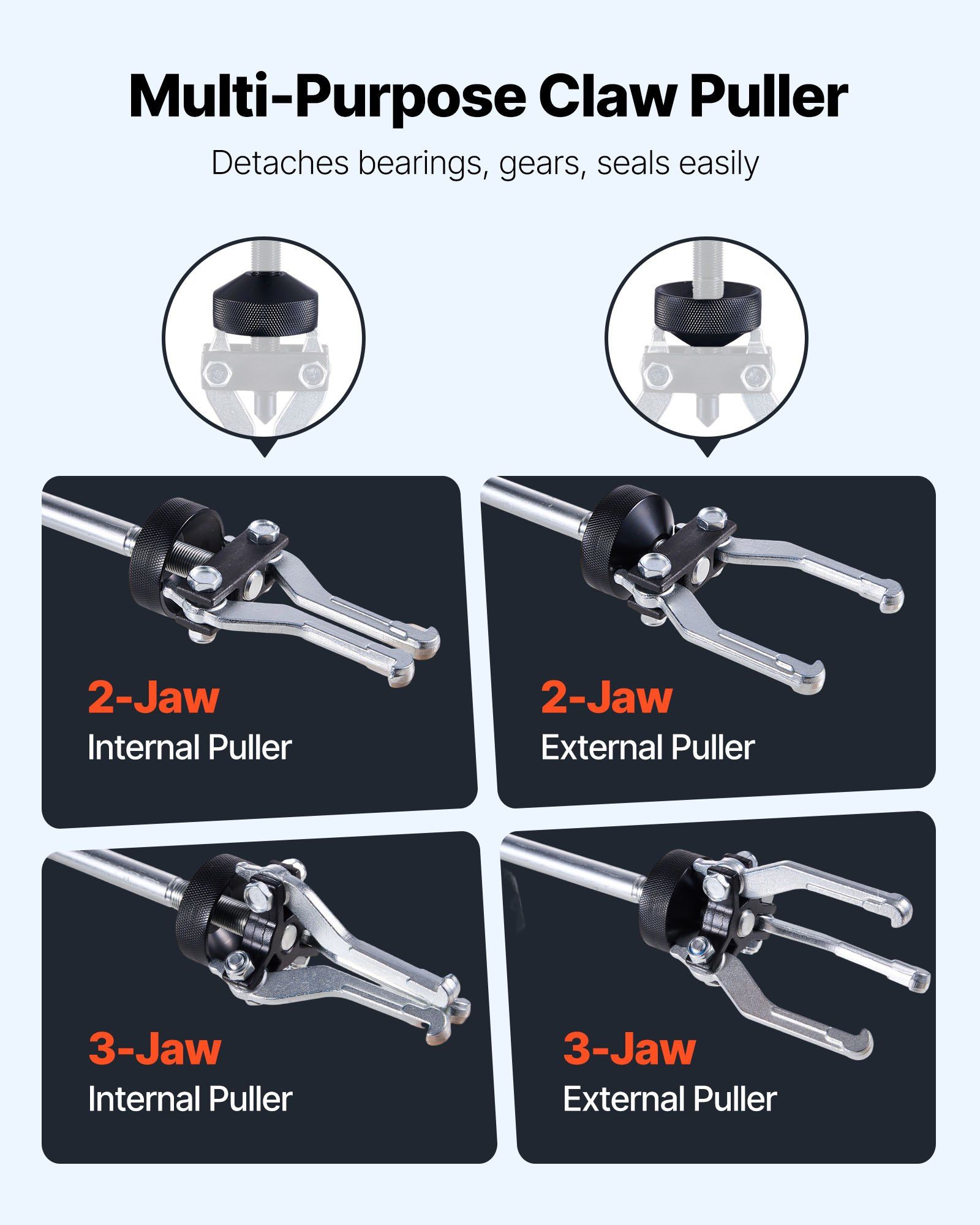 9-Way Slide Hammer Puller Set, 15PCS Front Wheel Hub Bearing Remover & Rear Wheel Axle Hub Dent Shaft Puller Tool Kit, Axle Bearing Puller Tool Kit and Slide Hammer Remover Set with Carry Box - Image 4