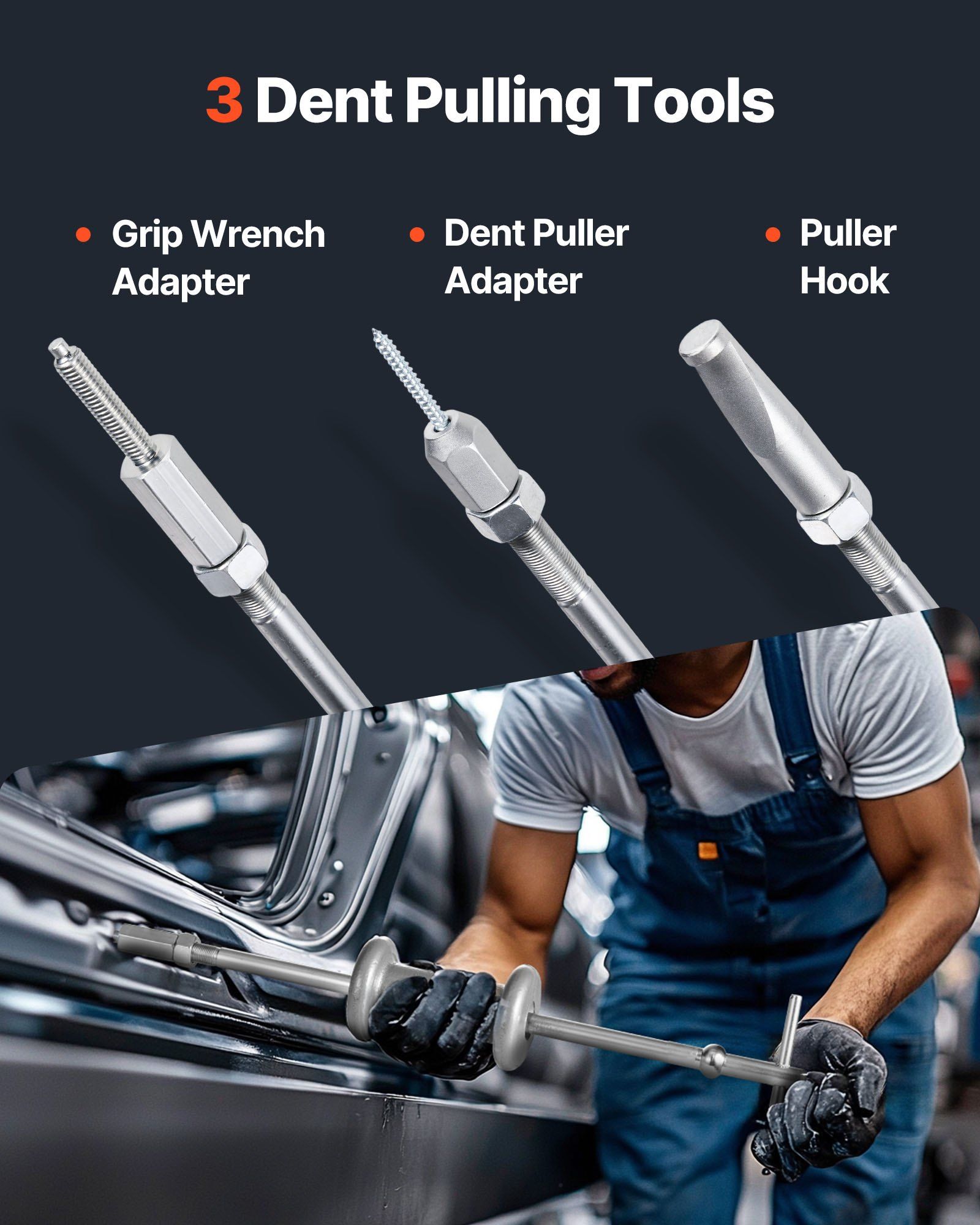 9-Way Slide Hammer Puller Set, 15PCS Front Wheel Hub Bearing Remover & Rear Wheel Axle Hub Dent Shaft Puller Tool Kit, Axle Bearing Puller Tool Kit and Slide Hammer Remover Set with Carry Box - Image 5